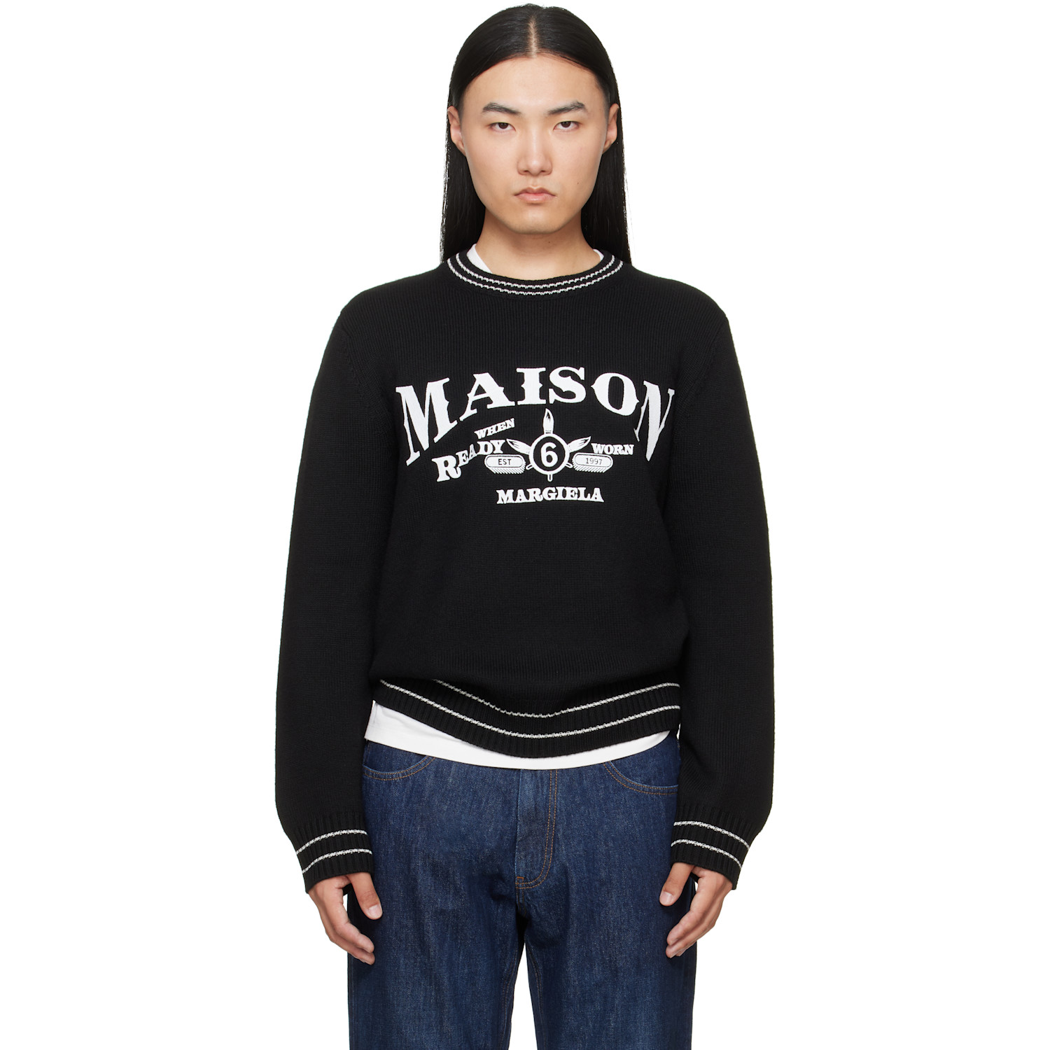 MM6 Maison Margiela Black Wool Blend Sweater