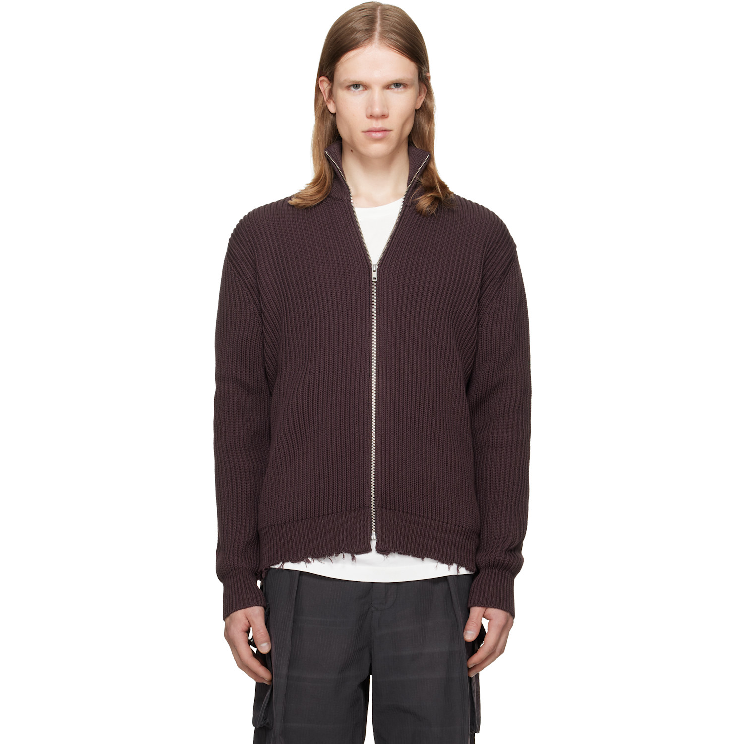 MM6 Maison Margiela Brown Ribbed Cotton Sweater