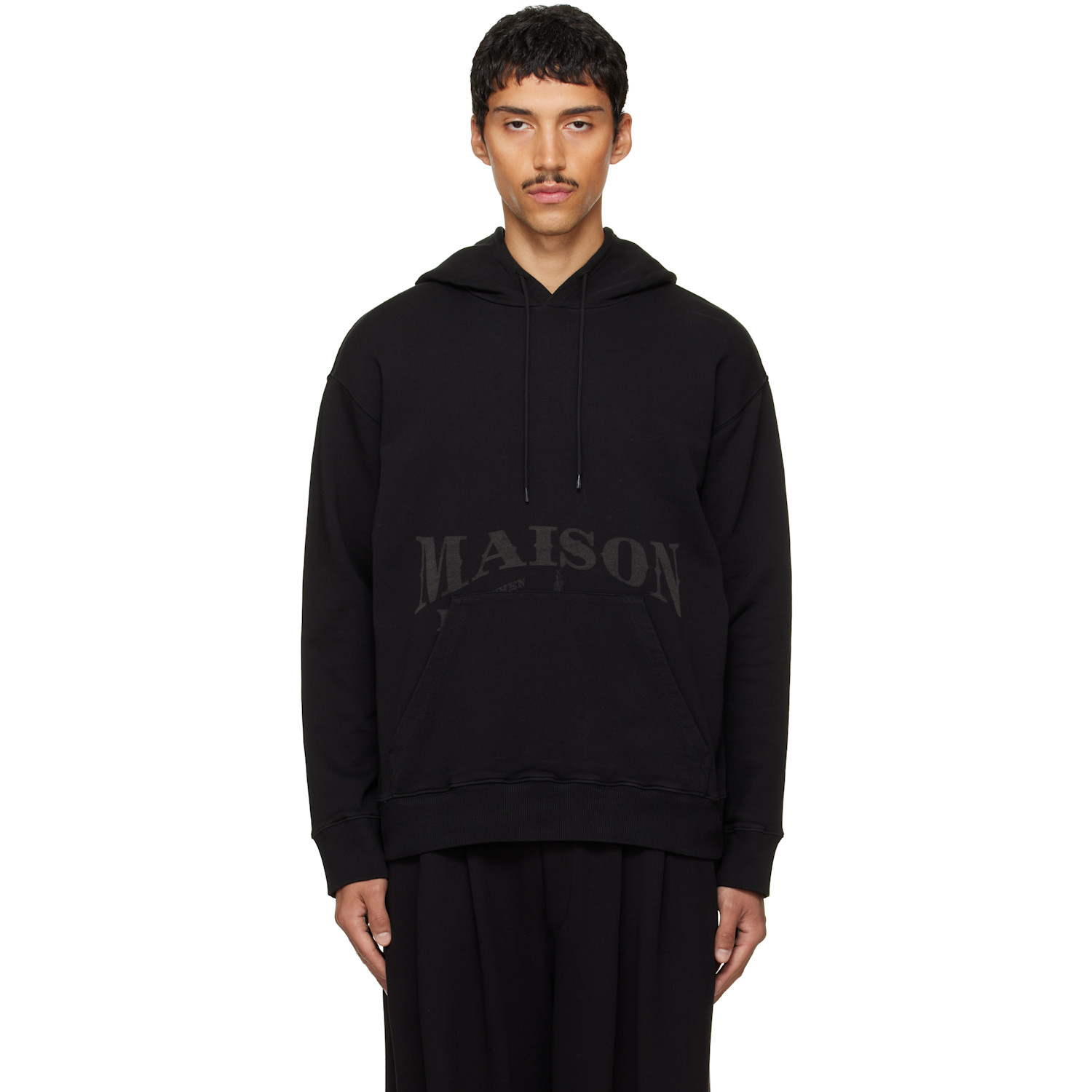 MM6 Maison Margiela Black Unbrushed Cotton Hoodie