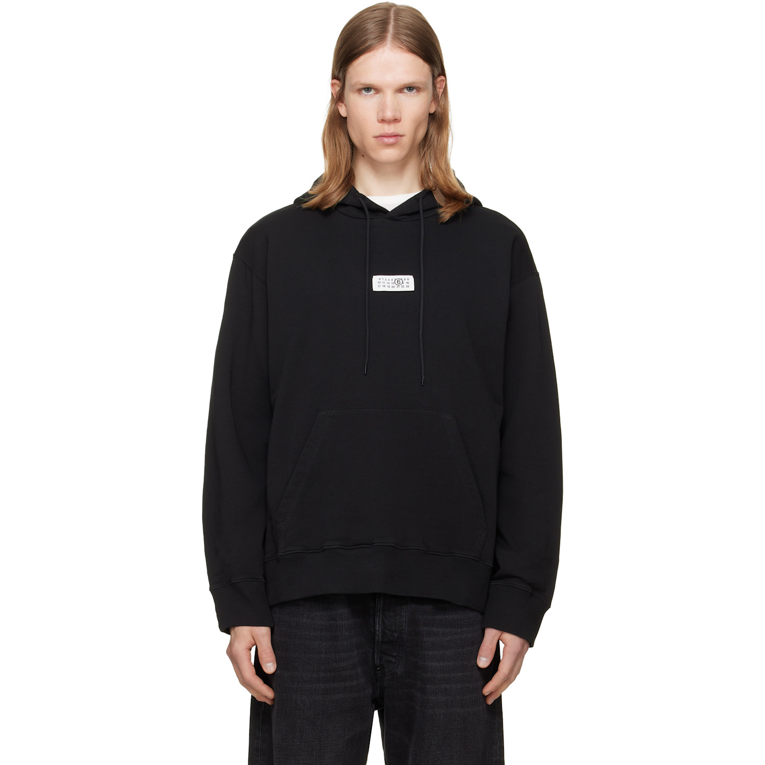 MM6 Maison Margiela Black Unbrushed Cotton Hoodie