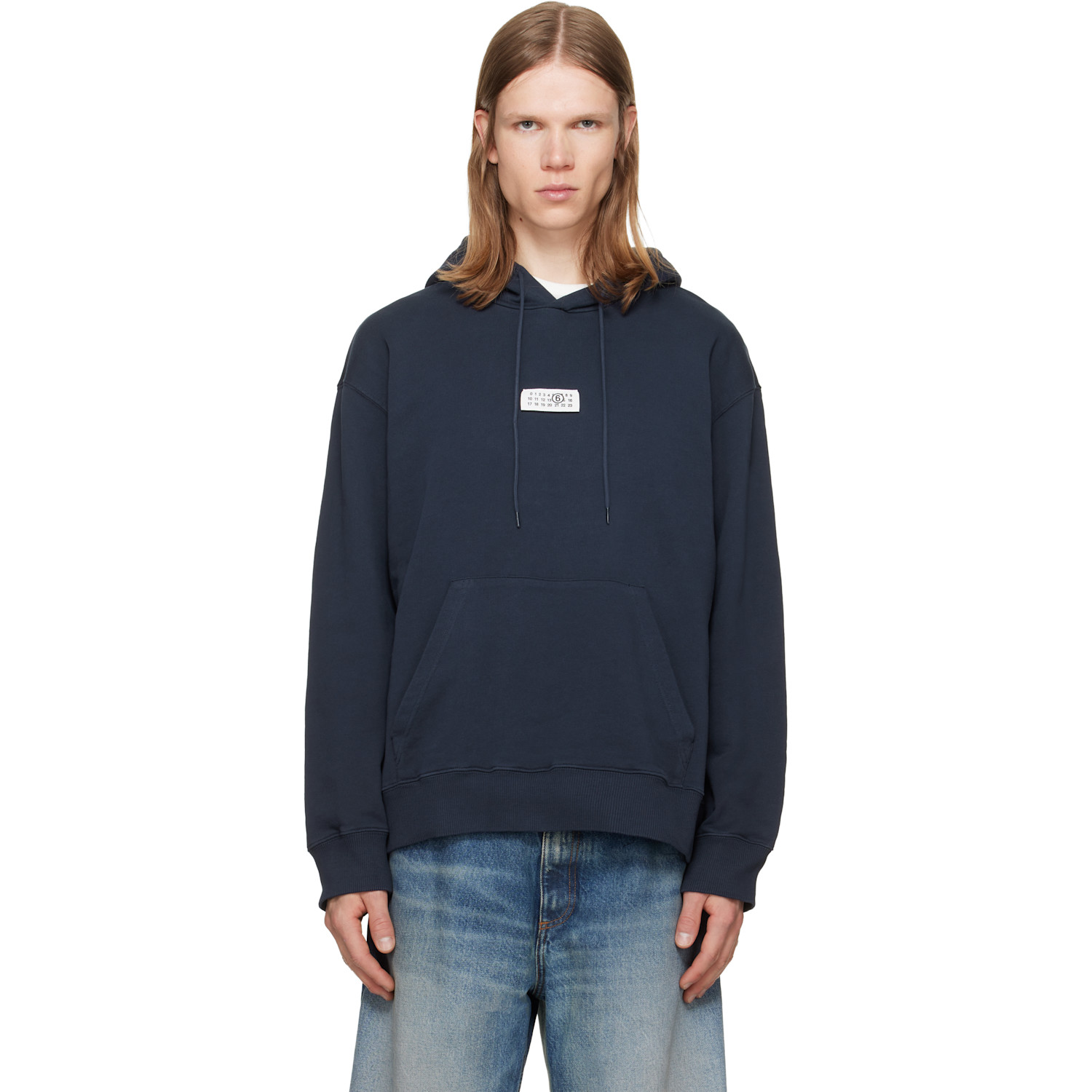 MM6 Maison Margiela Navy Unbrushed Cotton Hoodie
