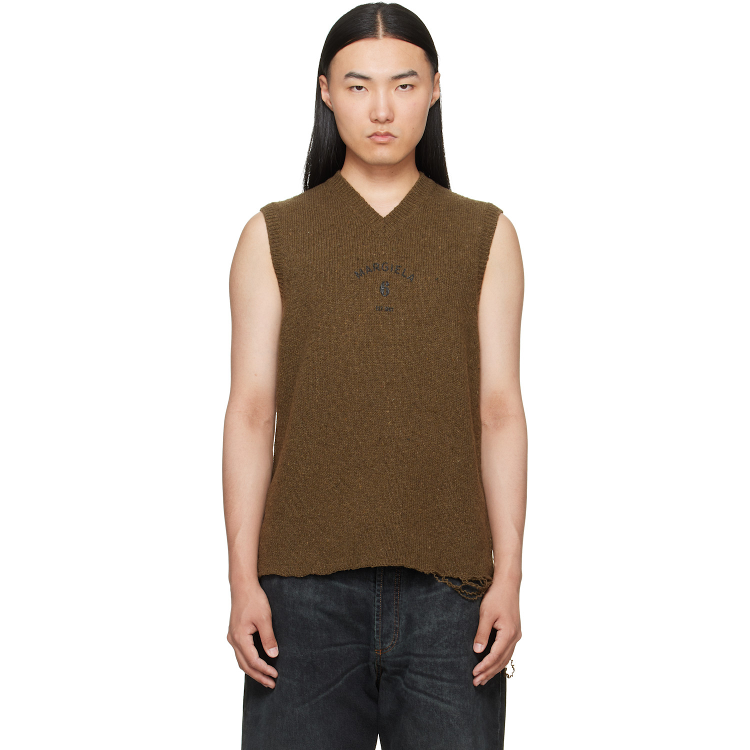 MM6 Maison Margiela Khaki Wool Sweater Vest