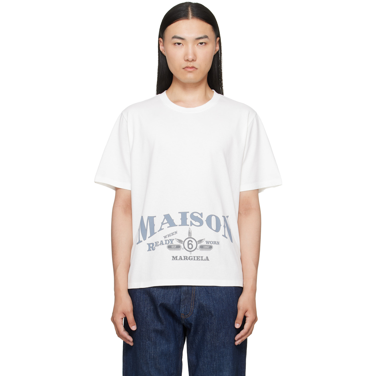 MM6 Maison Margiela Off-White Printed Logo T-shirt