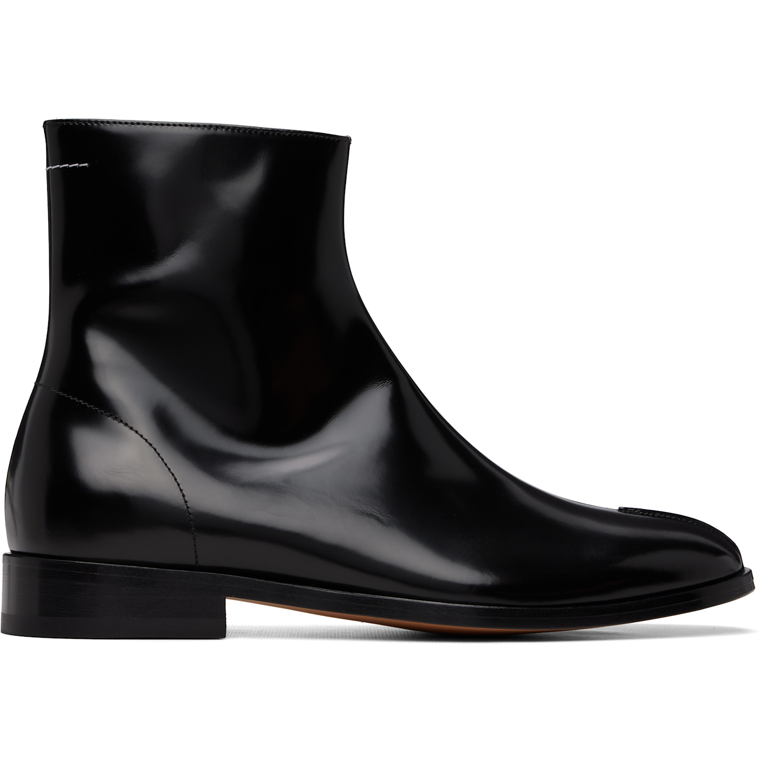MM6 Maison Margiela Black Polished Leather Ankle Boots