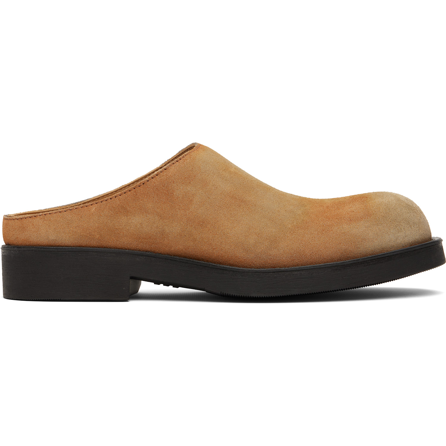 MM6 Maison Margiela Tan Washed Suede Biker Mule Loafers