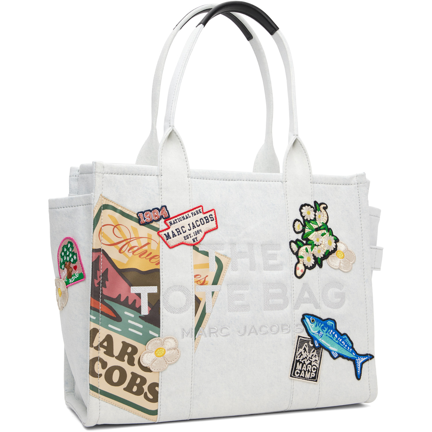 Marc Jacobs 블루 더 캠프 패치워크 데님 대형 토트
