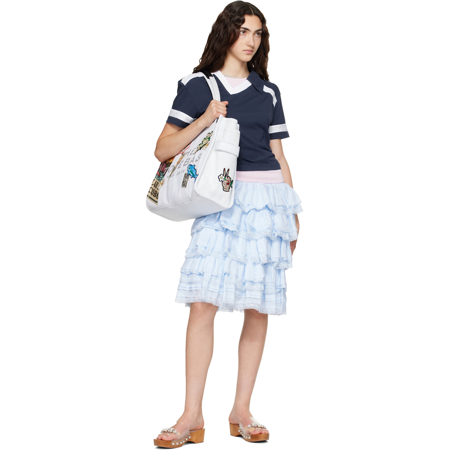 Marc Jacobs 블루 더 캠프 패치워크 데님 대형 토트