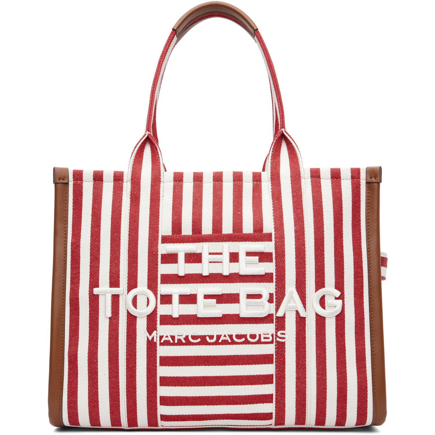 Marc Jacobs Red & White 'The Stripe Canvas Large' Tote