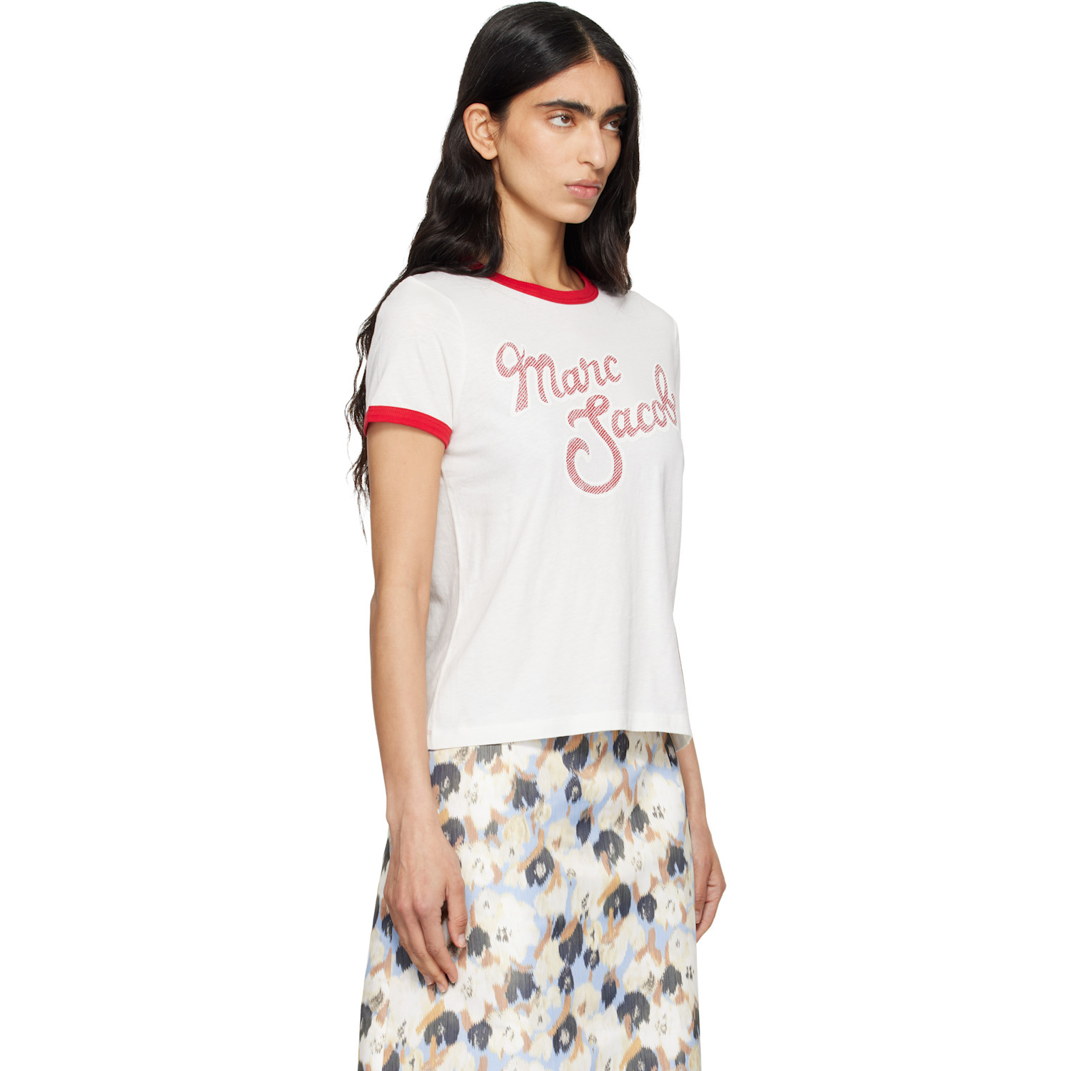  Marc Jacobs Off-white 'marc' Logo Ringer Femme T-shirt 