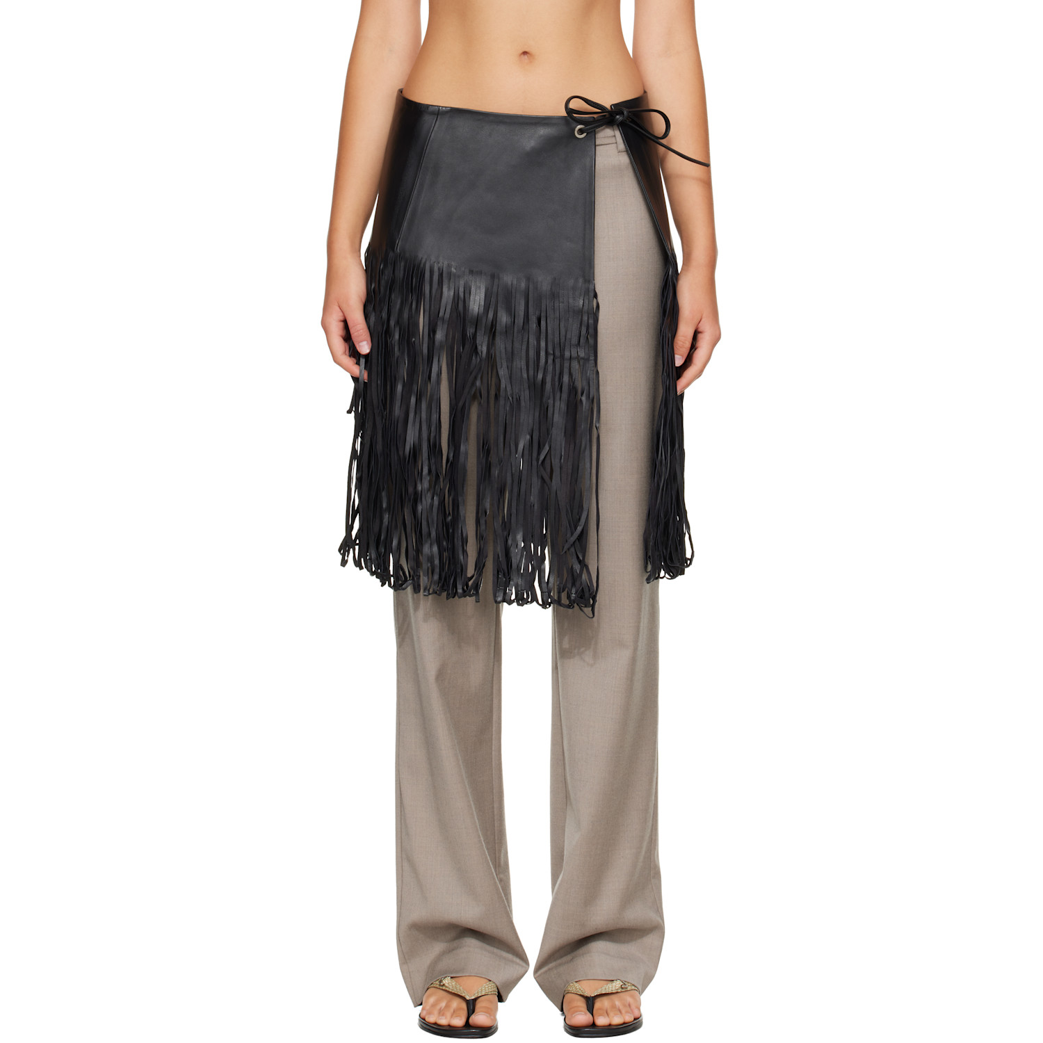 St. Agni Black Fringe Skirt Belt