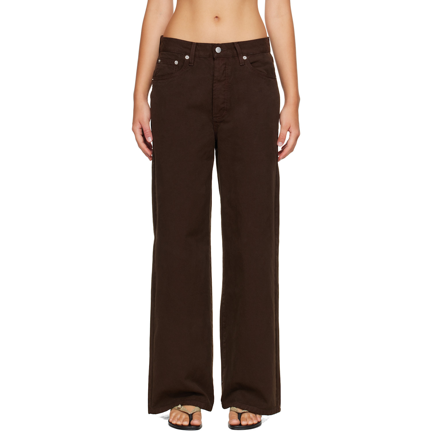 St. Agni Brown Canvas Classic Mid Rise Jeans