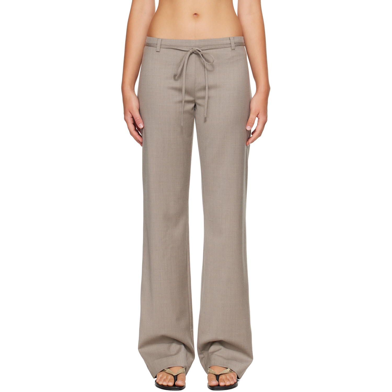 St. Agni Taupe 90s Wool Rouleau Minimal Trousers