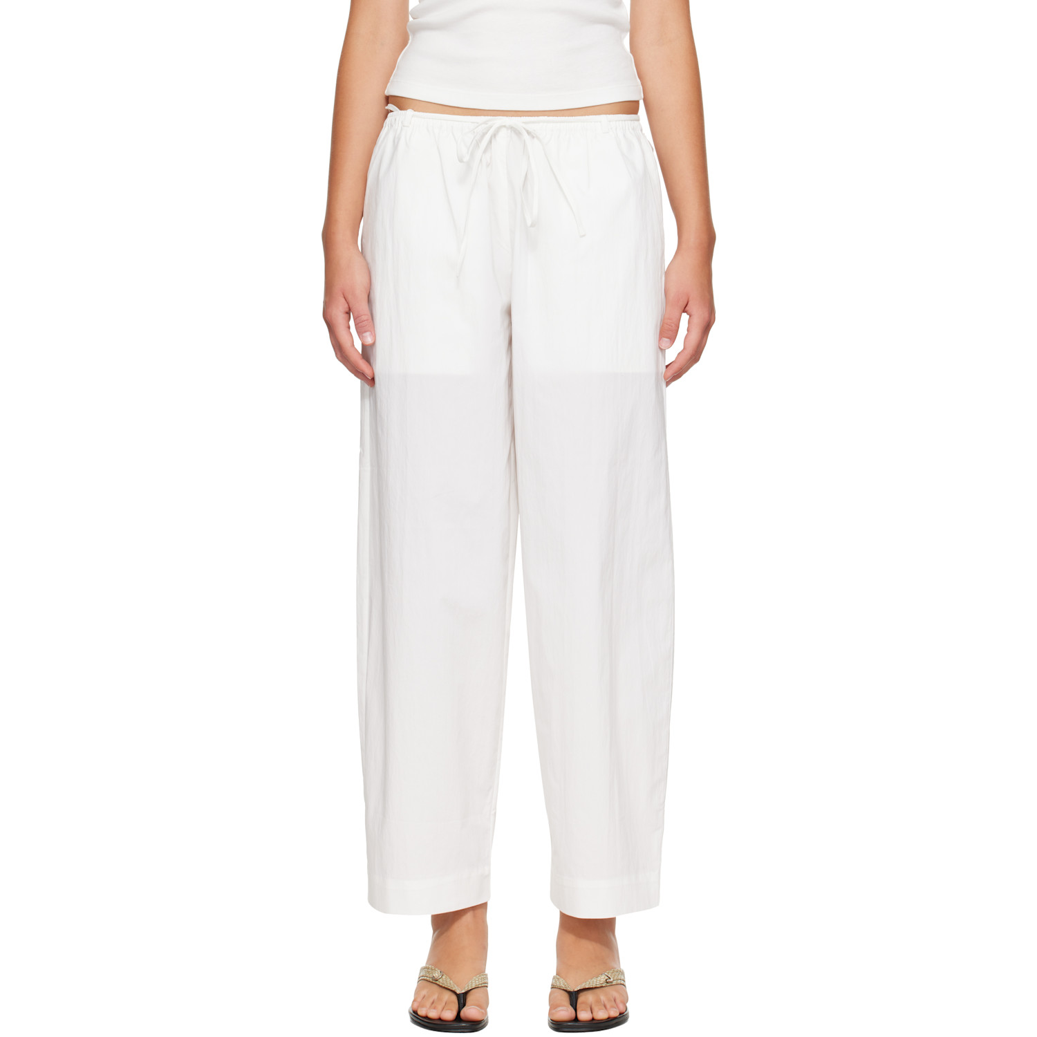 St. Agni White Fine Rouleau Crop Trousers