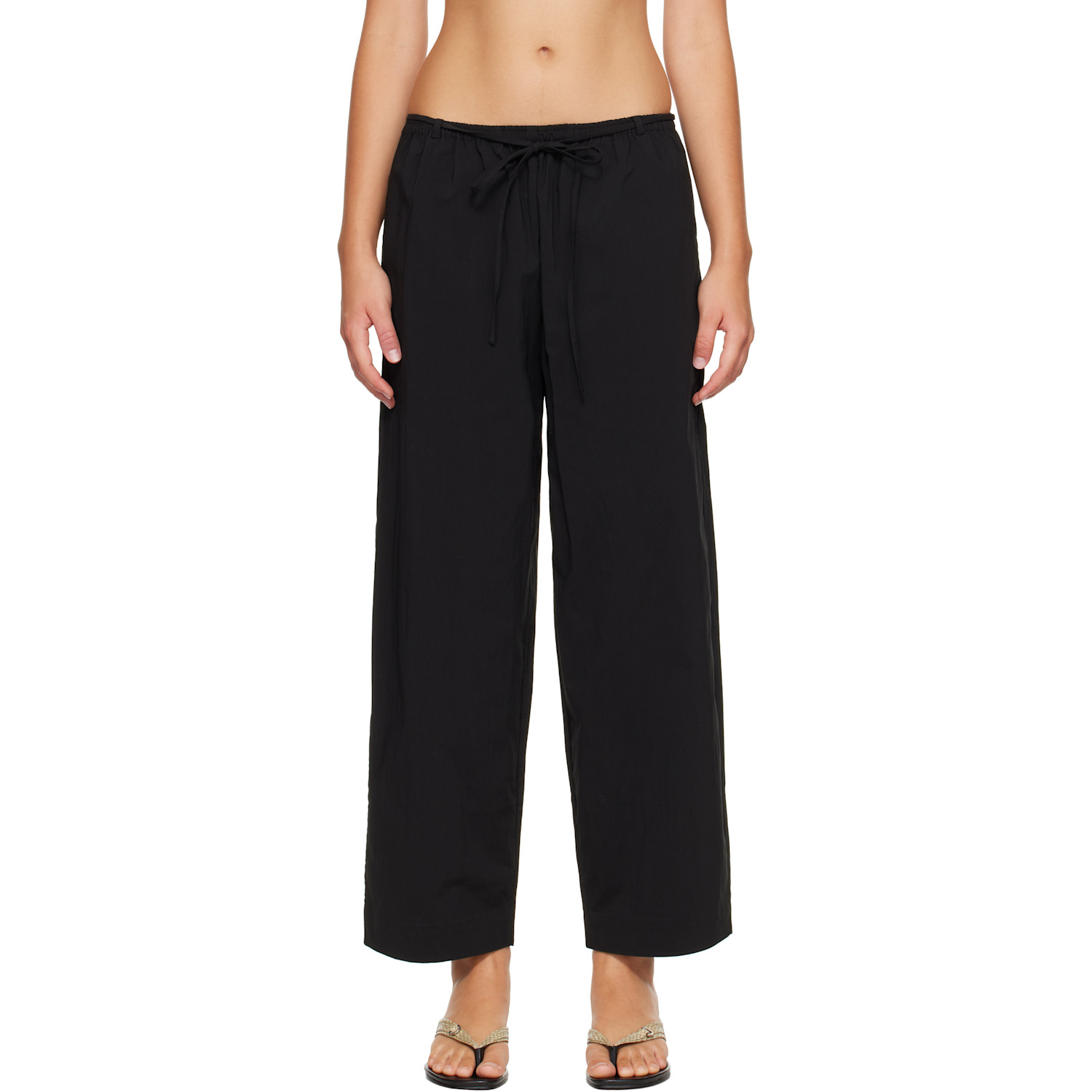 St. Agni Black Fine Rouleau Crop Trousers