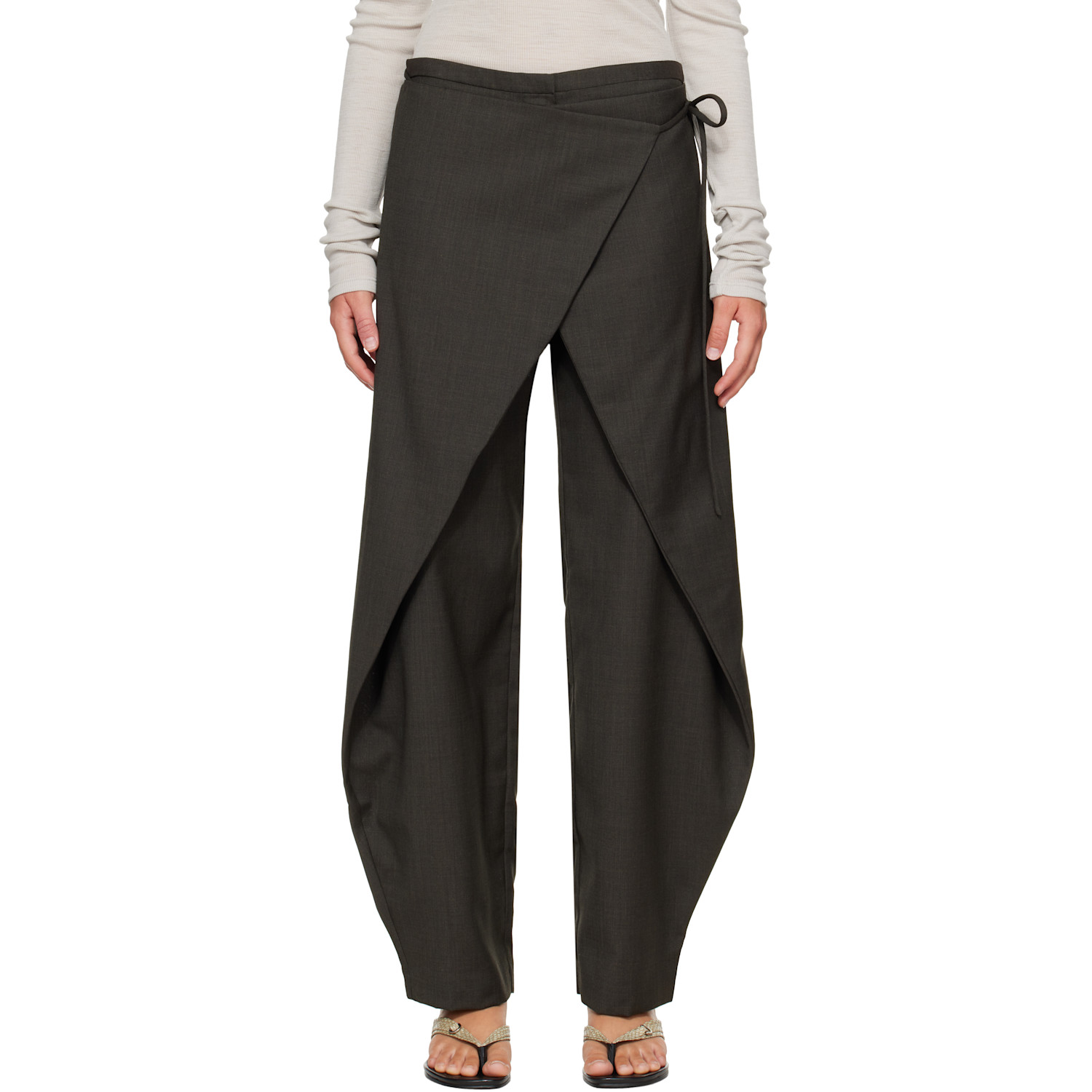 St. Agni Gray Wrap Rouleau Trousers