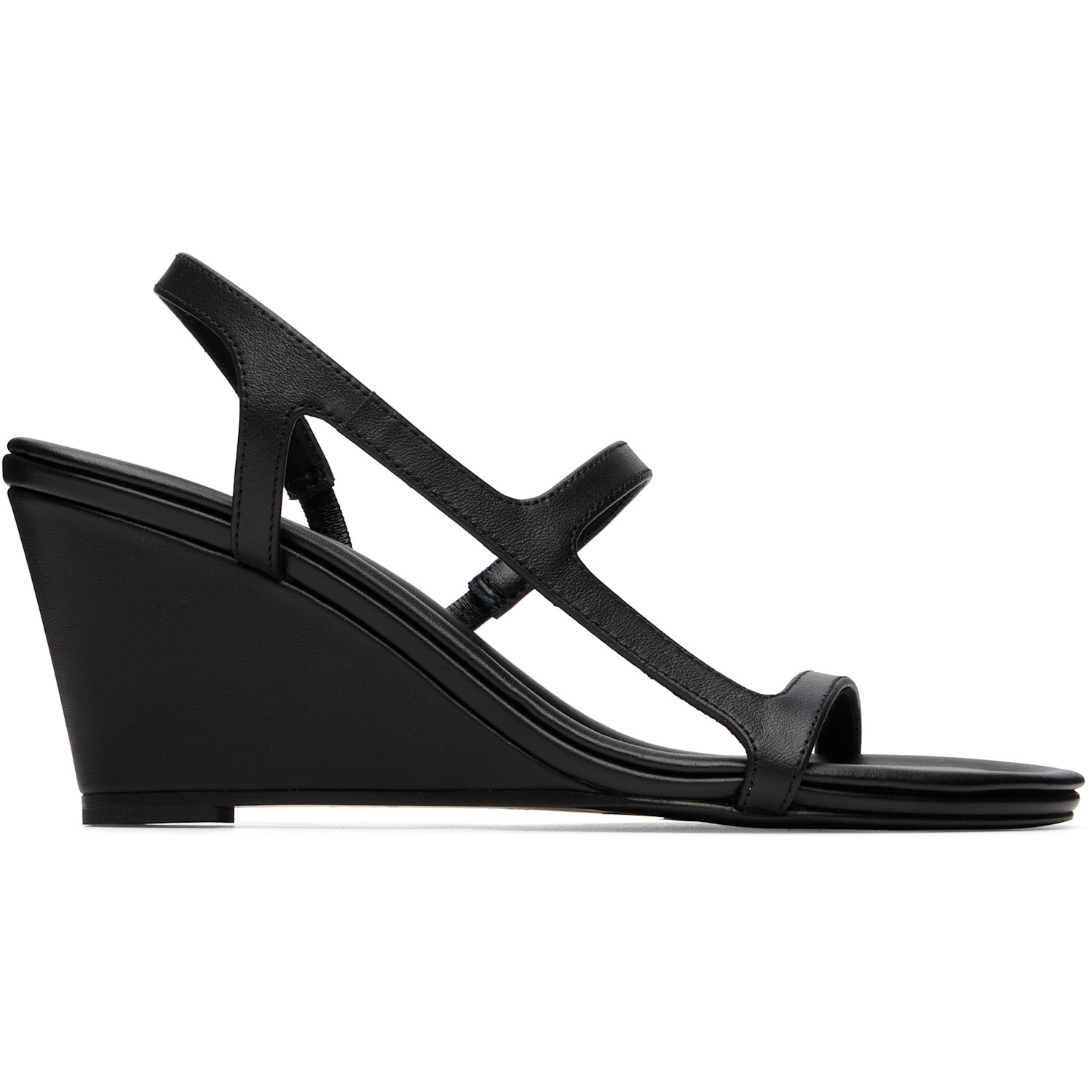 St. Agni Black High Wedge Heeled Sandals