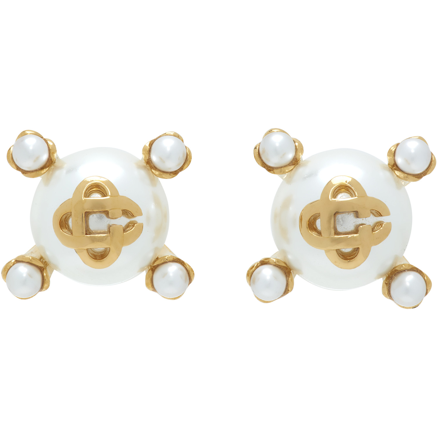 Casablanca Lotus Faux-Pearl Stud Earrings