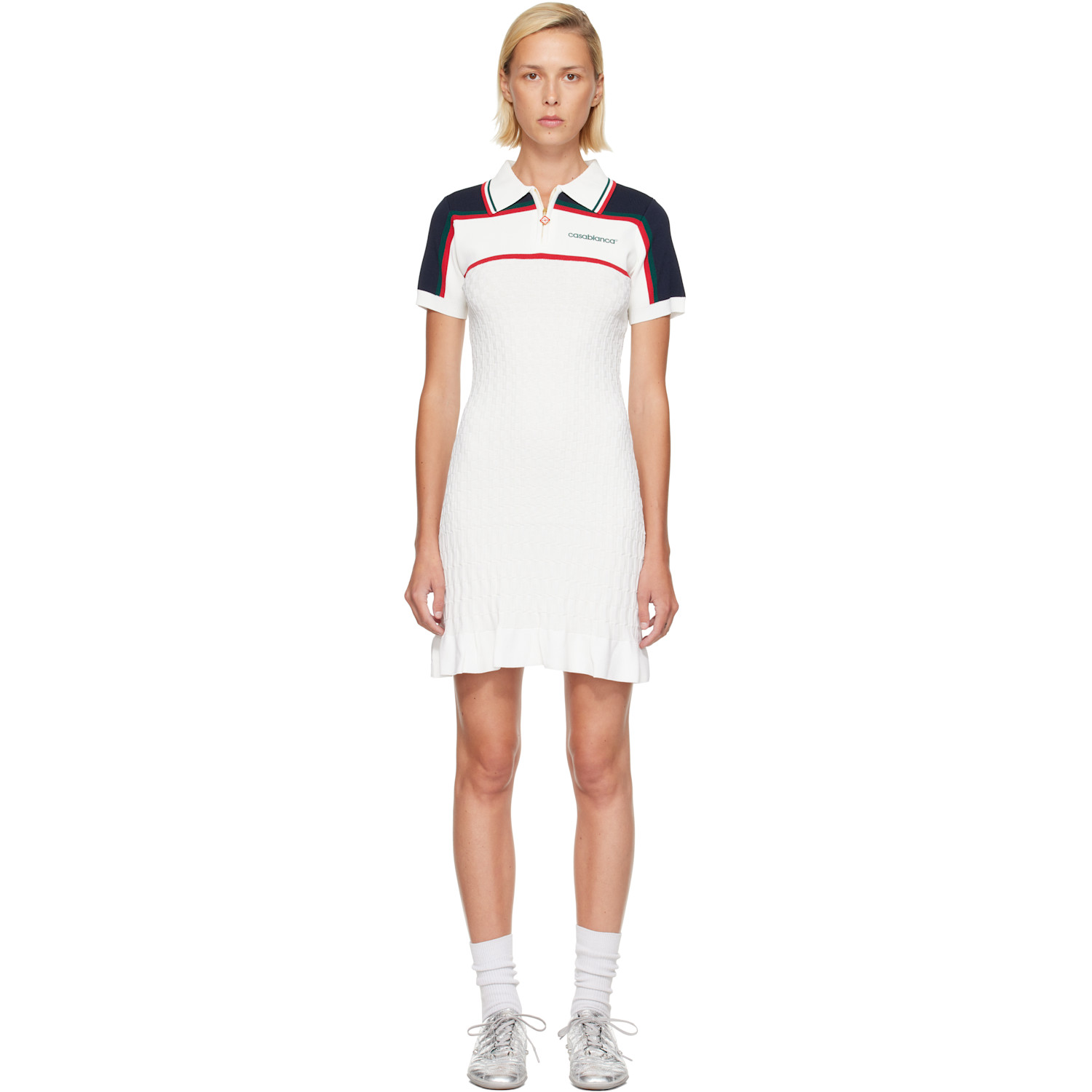 Casablanca Off-White Knit Tennis Polo Minidress