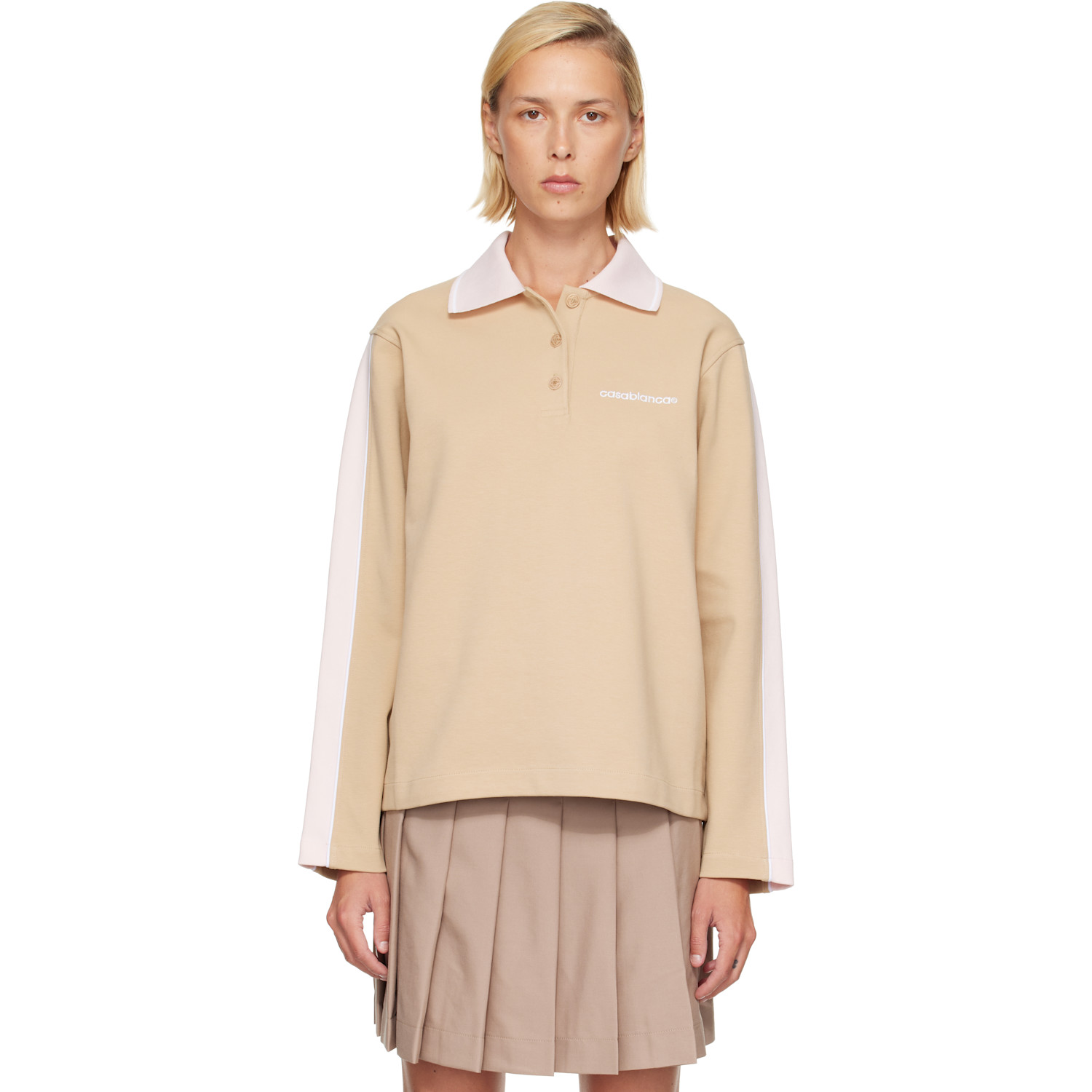 Casablanca Tan Punto Polo Collared Sweatshirt