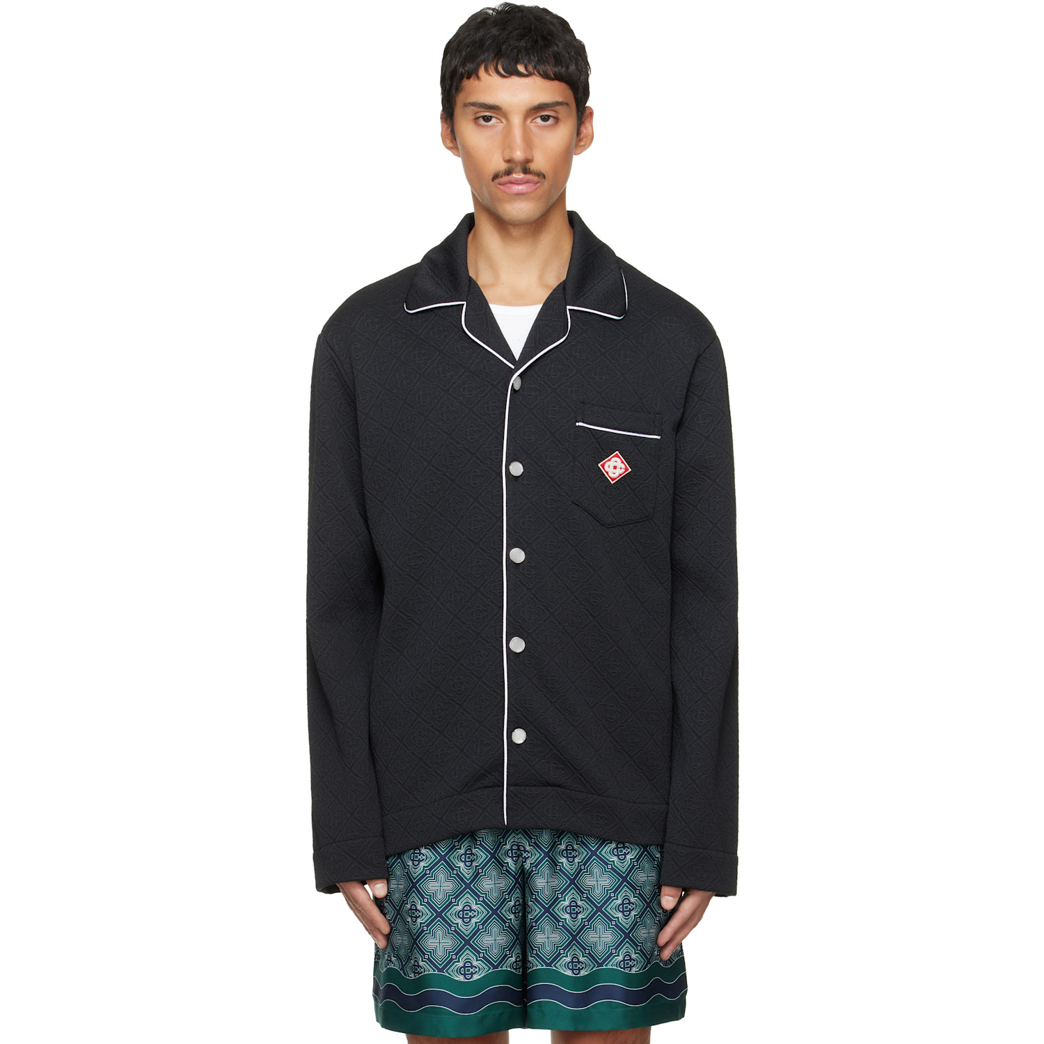 Casablanca Black Raised Monogram Long Sleeve Shirt