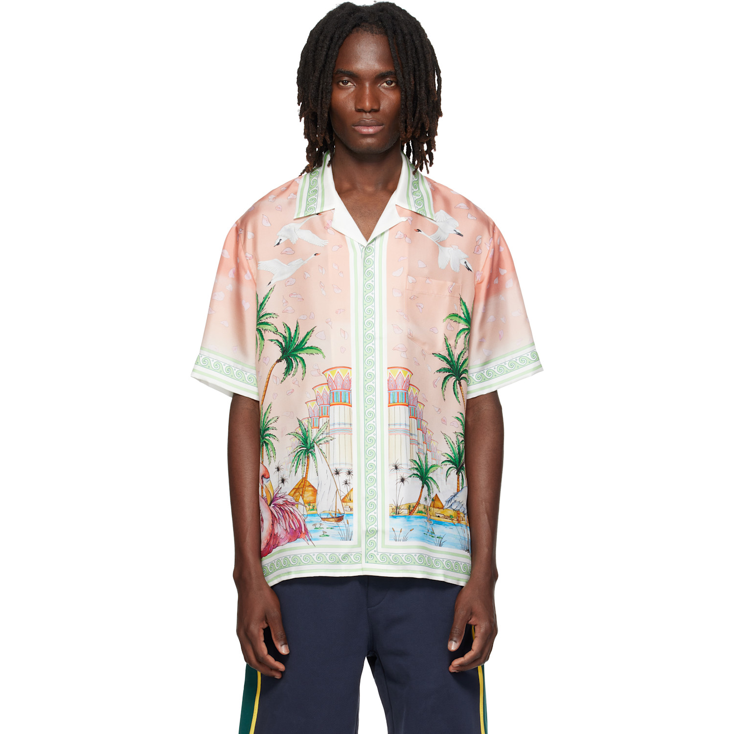 Casablanca Pink Ethereal Short Sleeve Silk Shirt