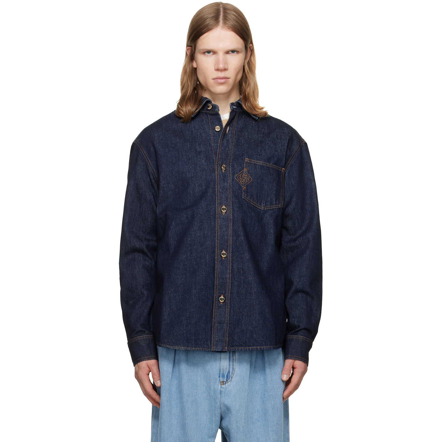 Casablanca Navy Raw Denim Shirt