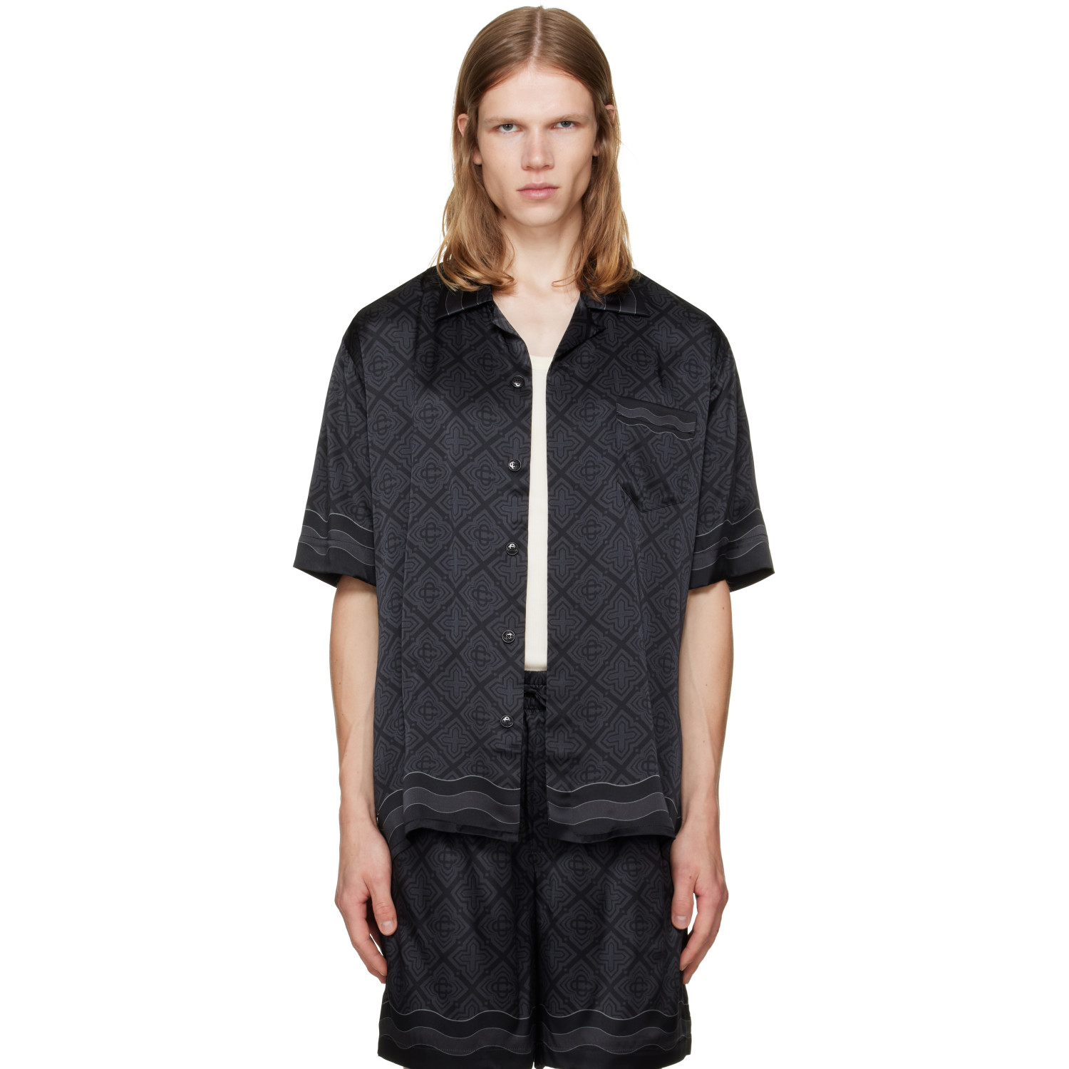 Casablanca Black Cuban Collar S/S Shirt