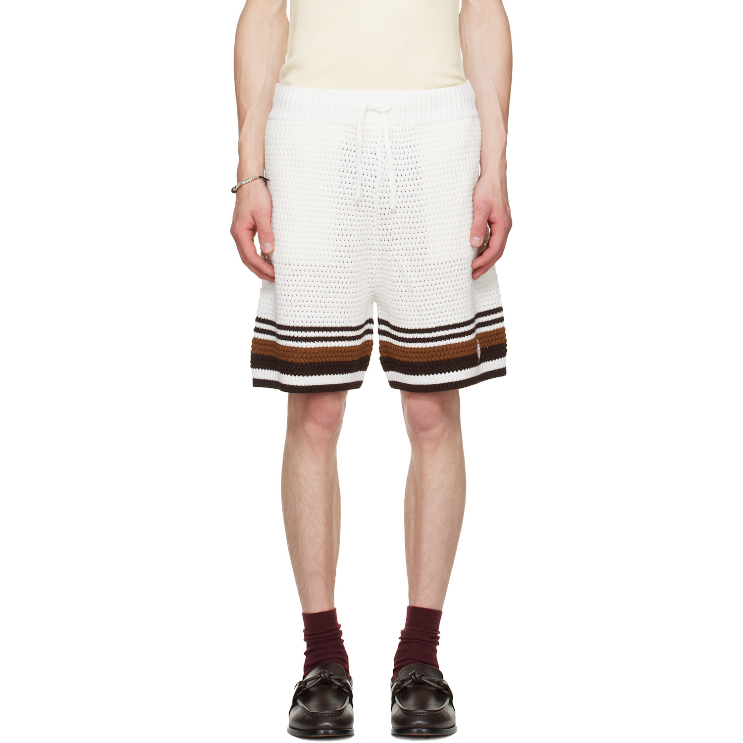 Casablanca Off-White Tennis Stripe Crochet Shorts