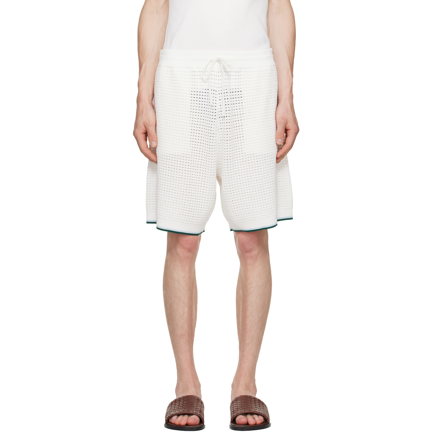 Casablanca Off-White Palm Tree Emblem Crochet Shorts