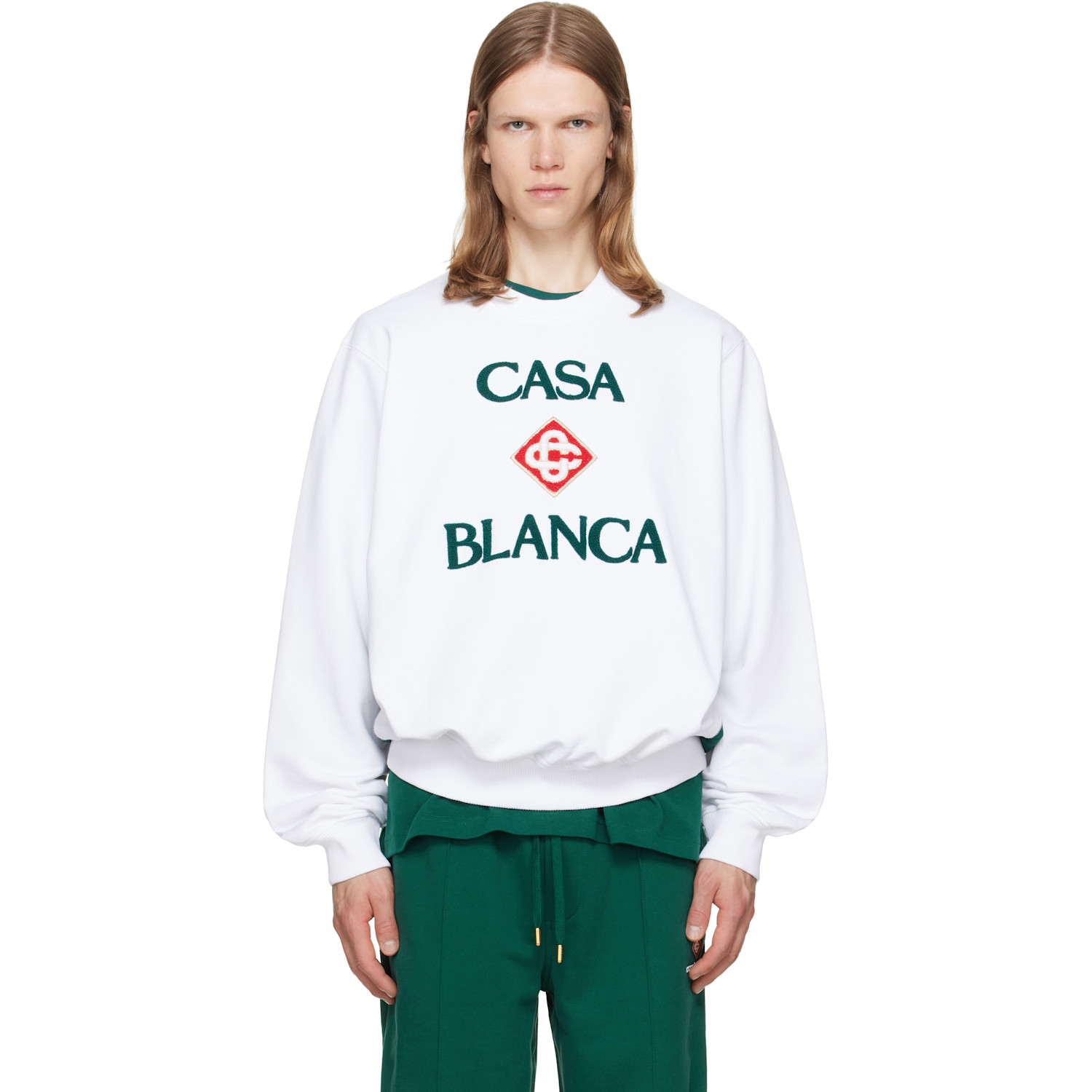 Casablanca White Diamond Logo Embroidered Sweatshirt