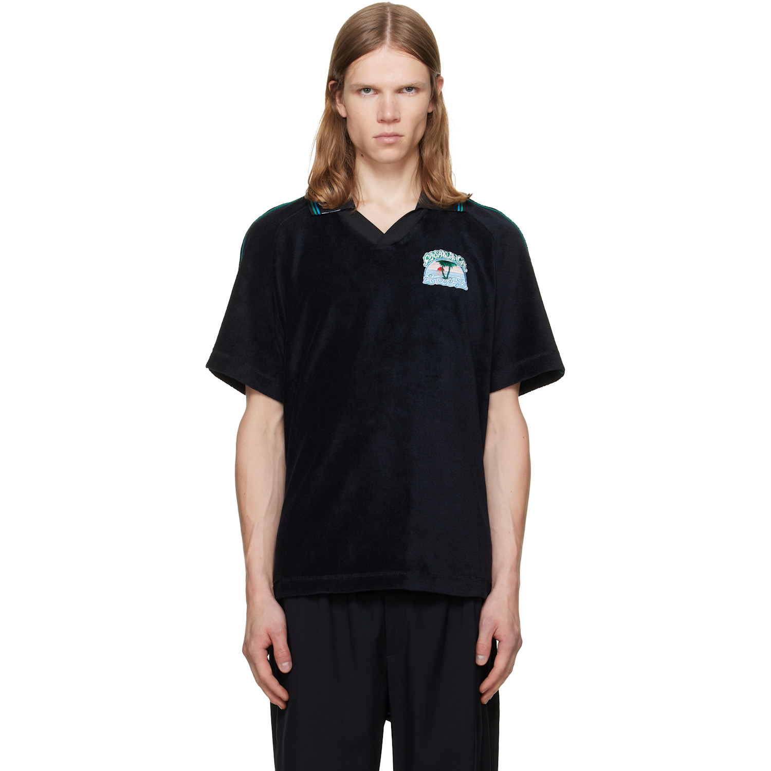 Casablanca Black Towelling Polo