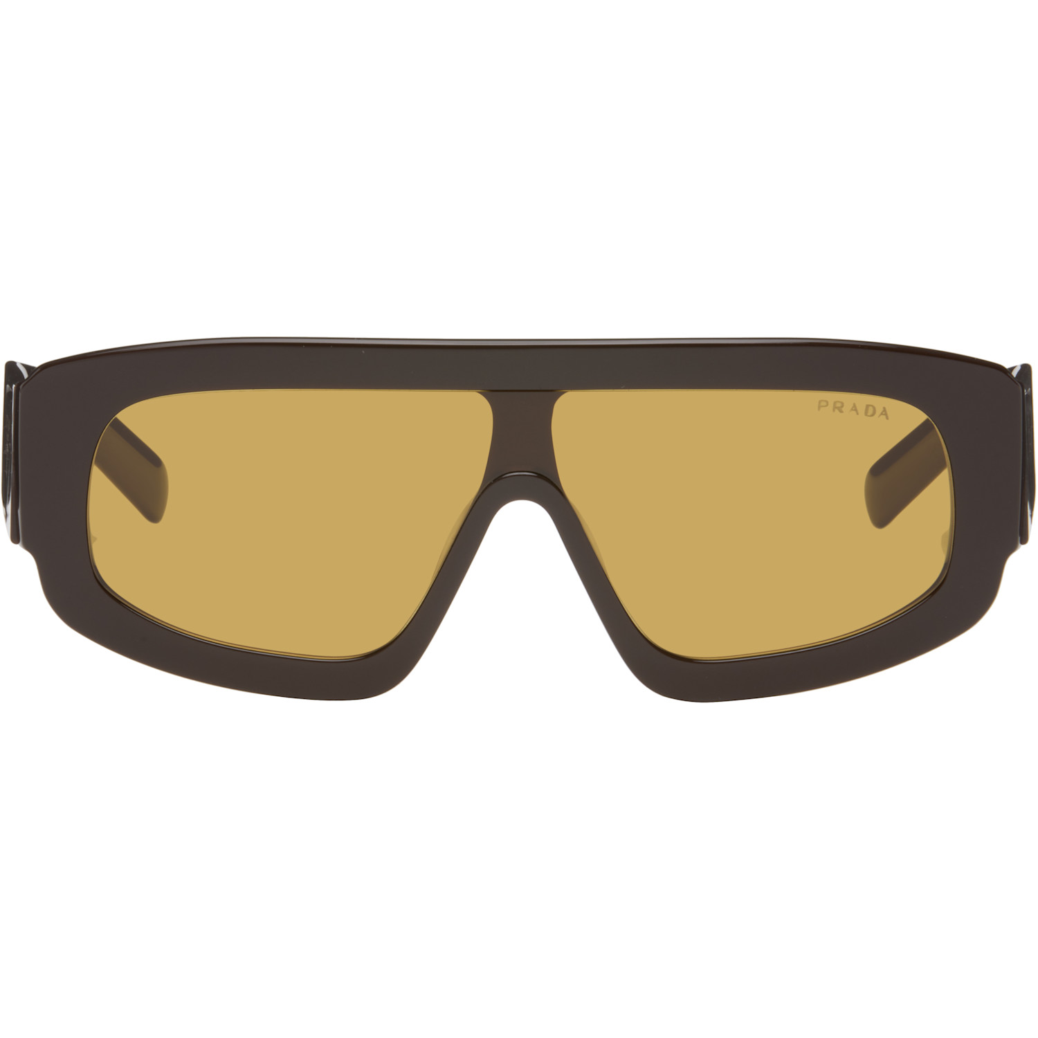 Prada Eyewear Brown Shield-Style Sunglasses