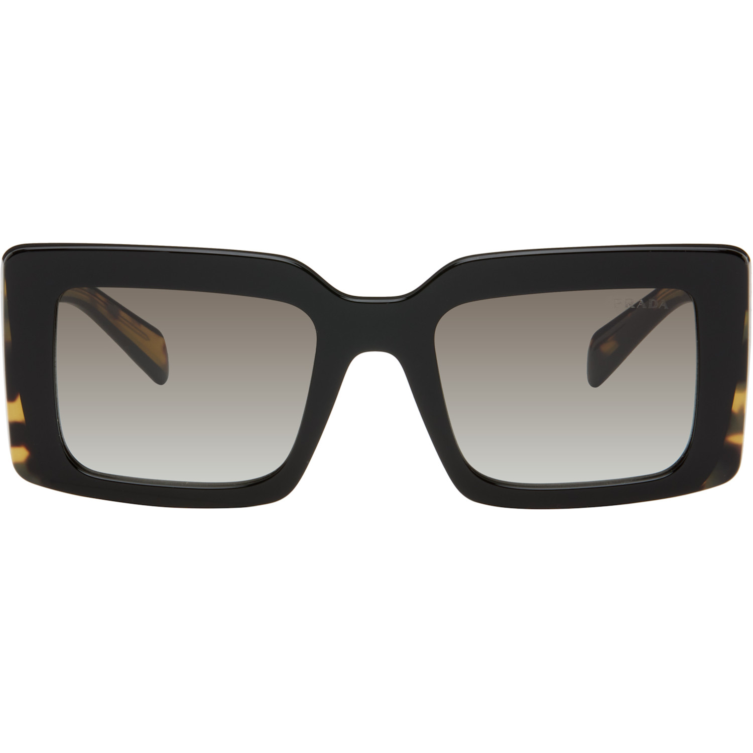 Prada Eyewear Black & Brown Square Sunglasses