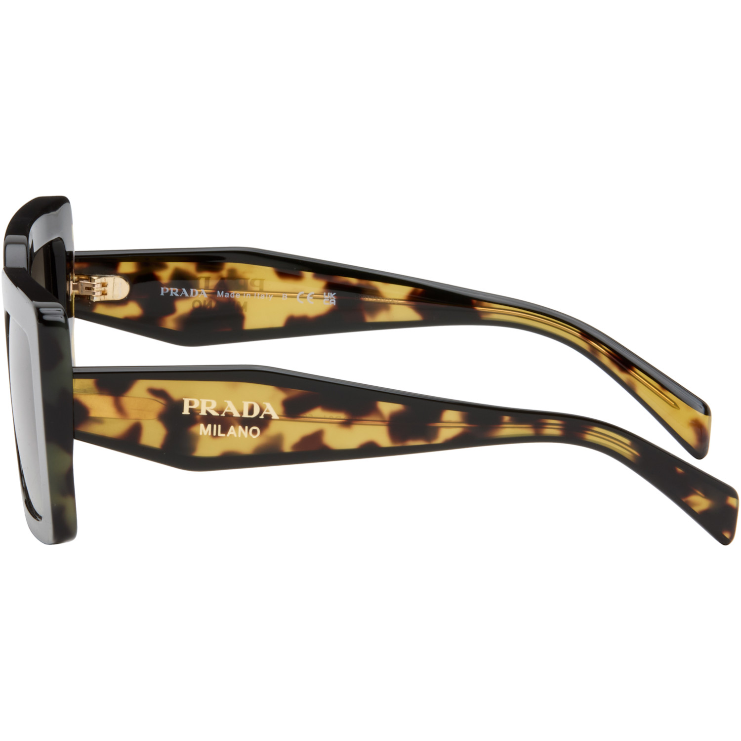  Prada Eyewear Black & Brown Square Sunglasses 