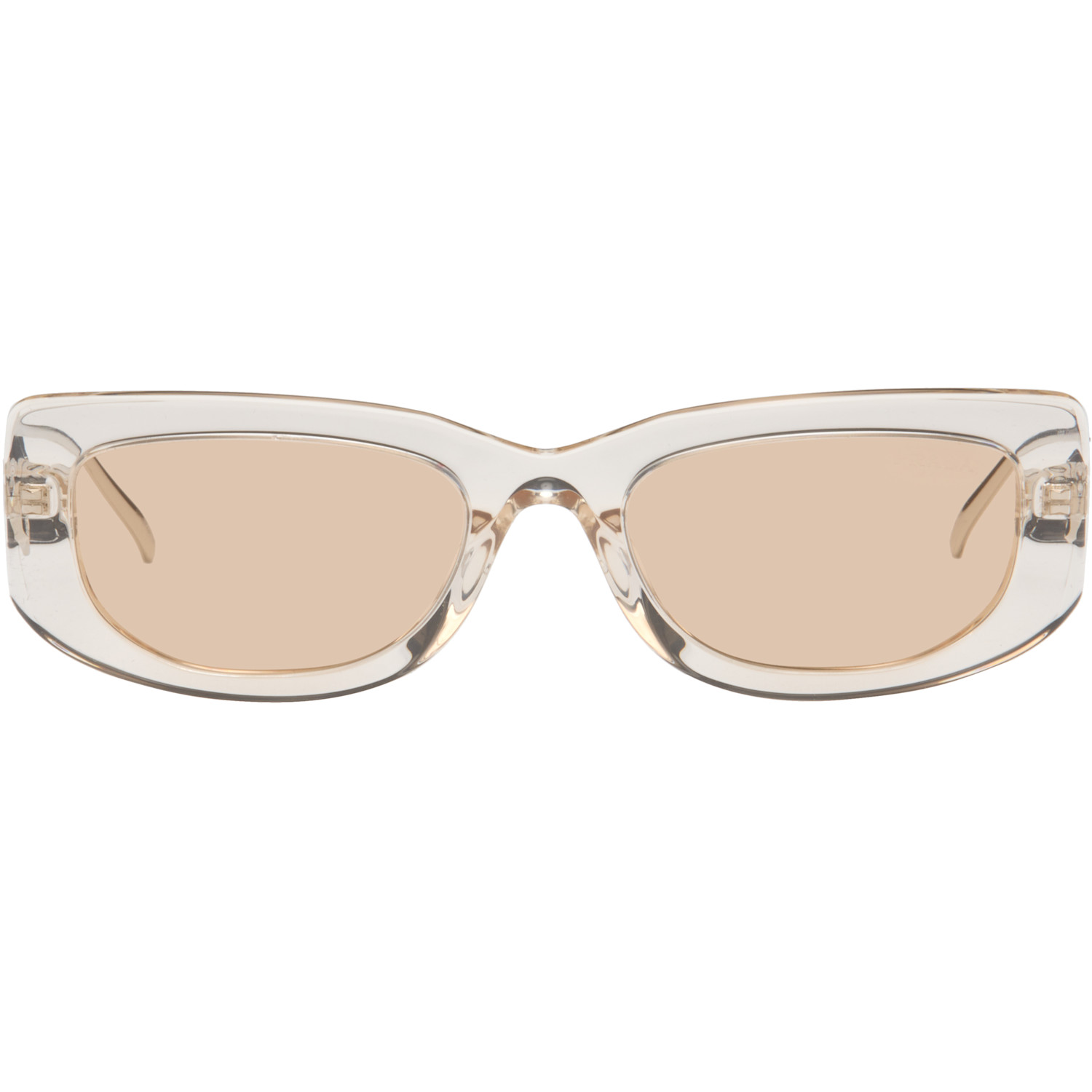 Prada Eyewear Beige & Silver Triangle Logo Sunglasses