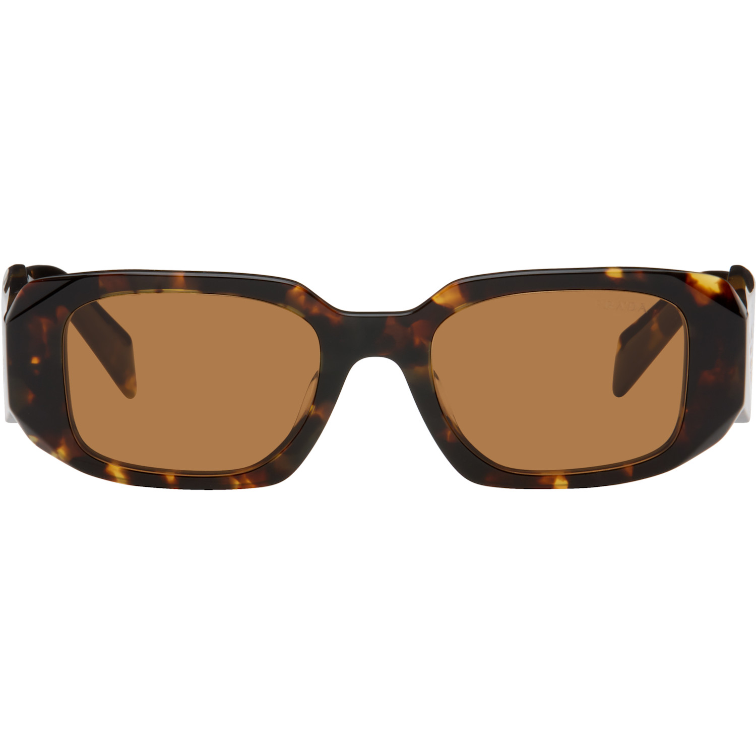 Prada Eyewear Brown Rounded Rectangle Acetate Sunglasses