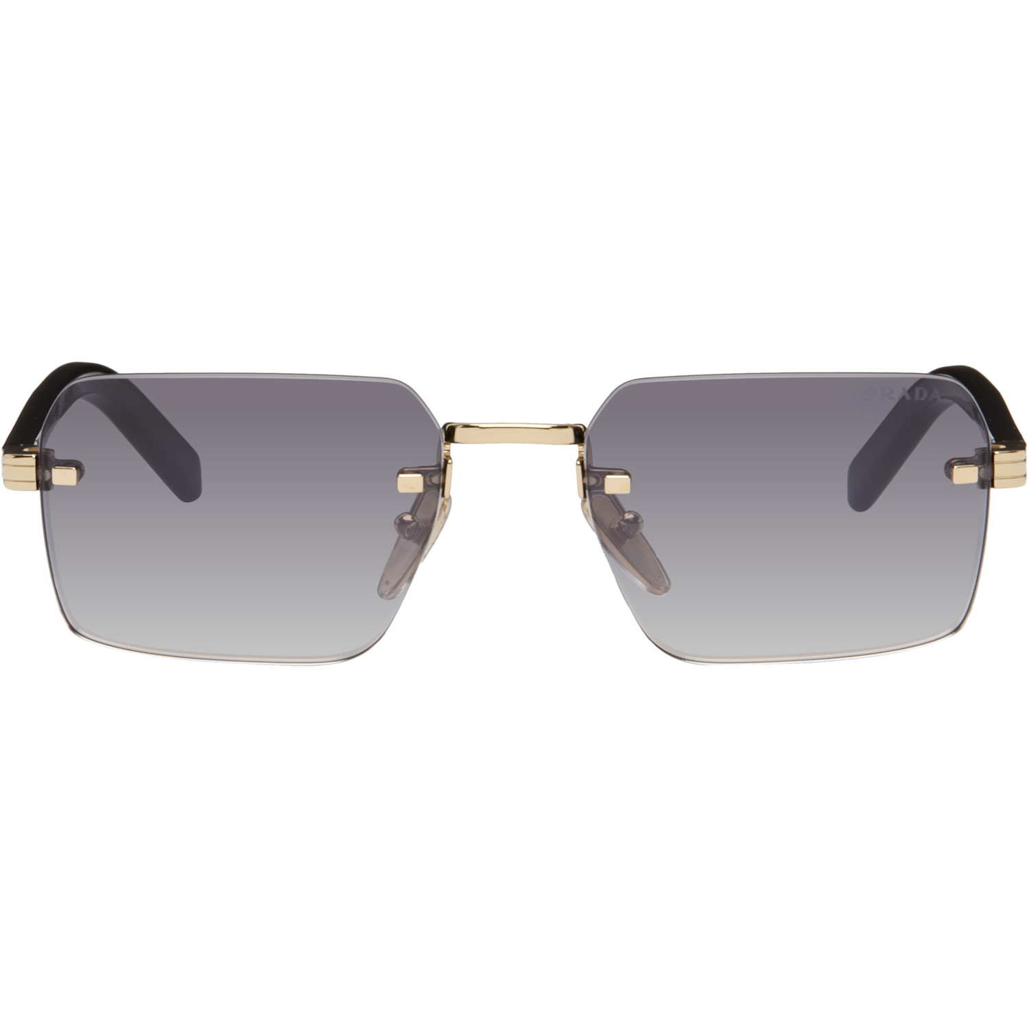 Prada Eyewear Gold Iconic Metal Plaque Sunglasses