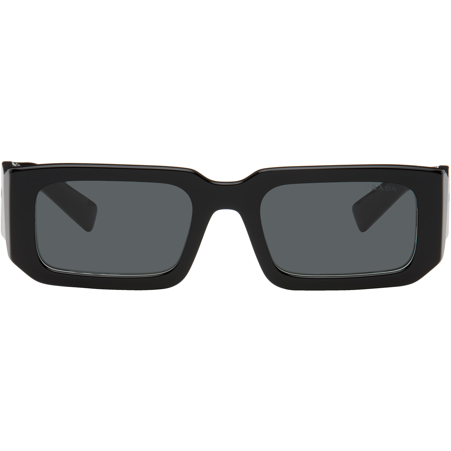 Prada Eyewear Black Square Acetate Chunky Sunglasses