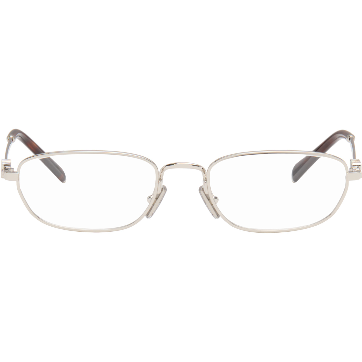 Miu Miu Eyewear Silver Rectangular Glasses