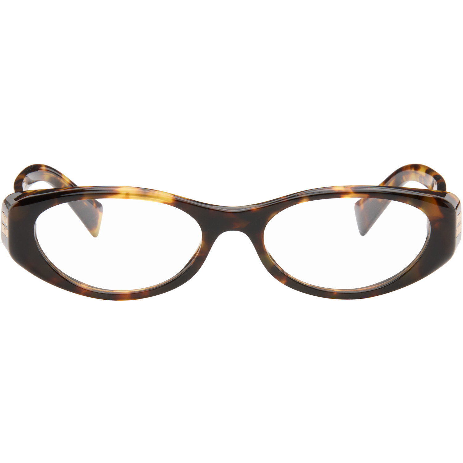 Miu Miu Eyewear Brown Tortoiseshell Oval Glasses