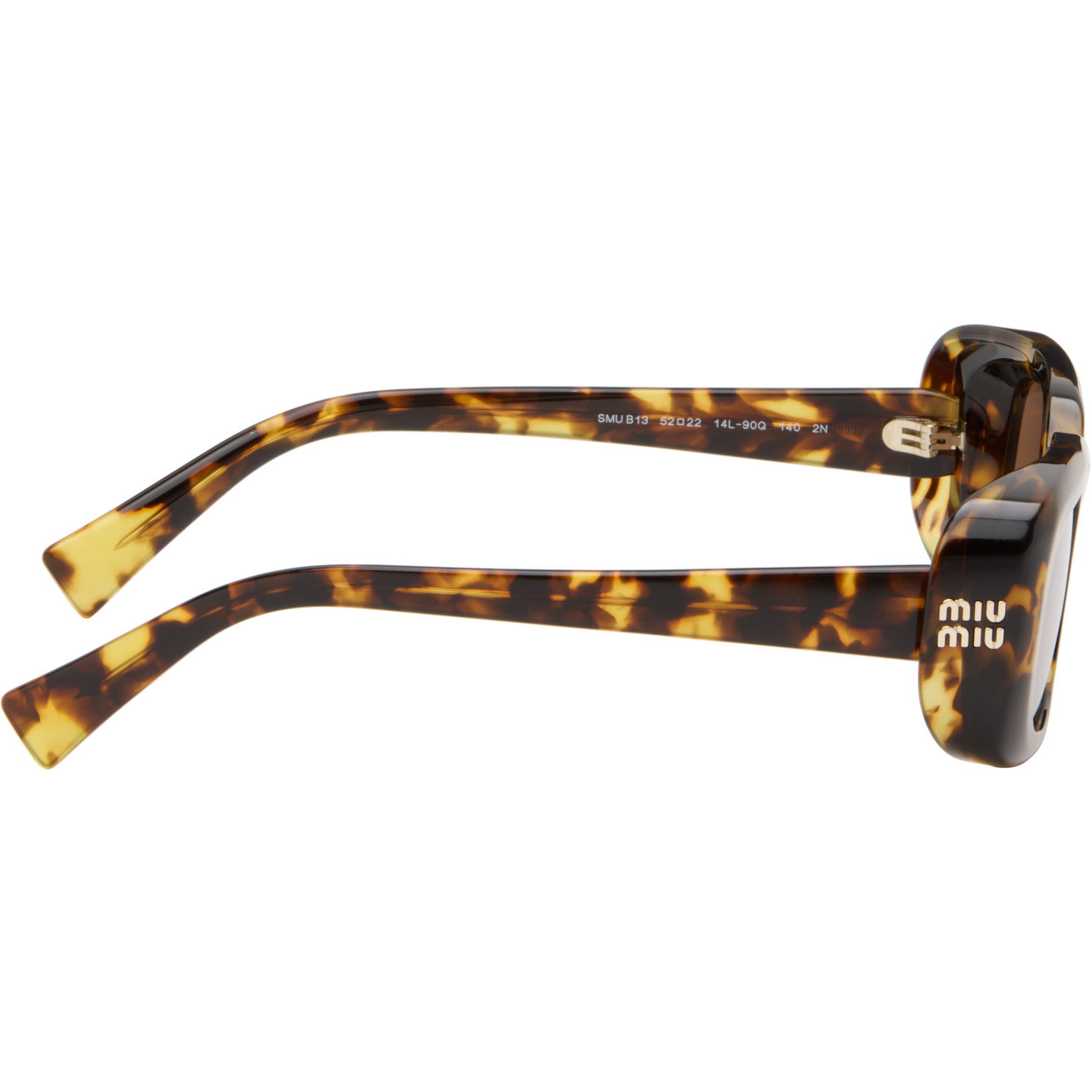 Miu Miu Brown Rectangular Sunglasses In Brown