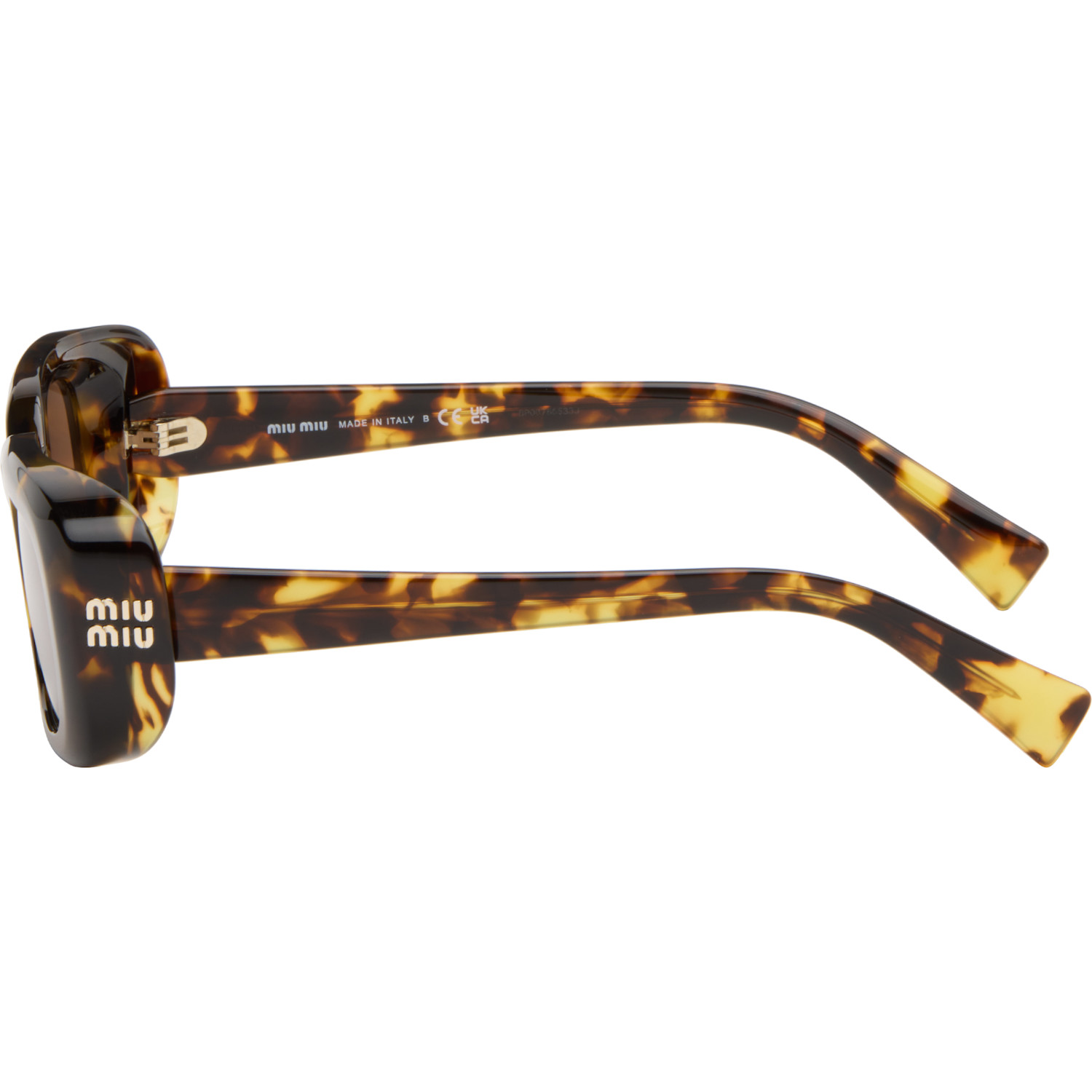 Miu Miu Brown Rectangular Sunglasses In Brown