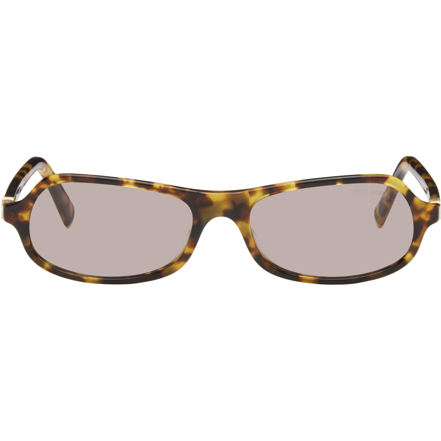 Miu Miu Eyewear Brown Tortoiseshell Rectangular Sunglasses