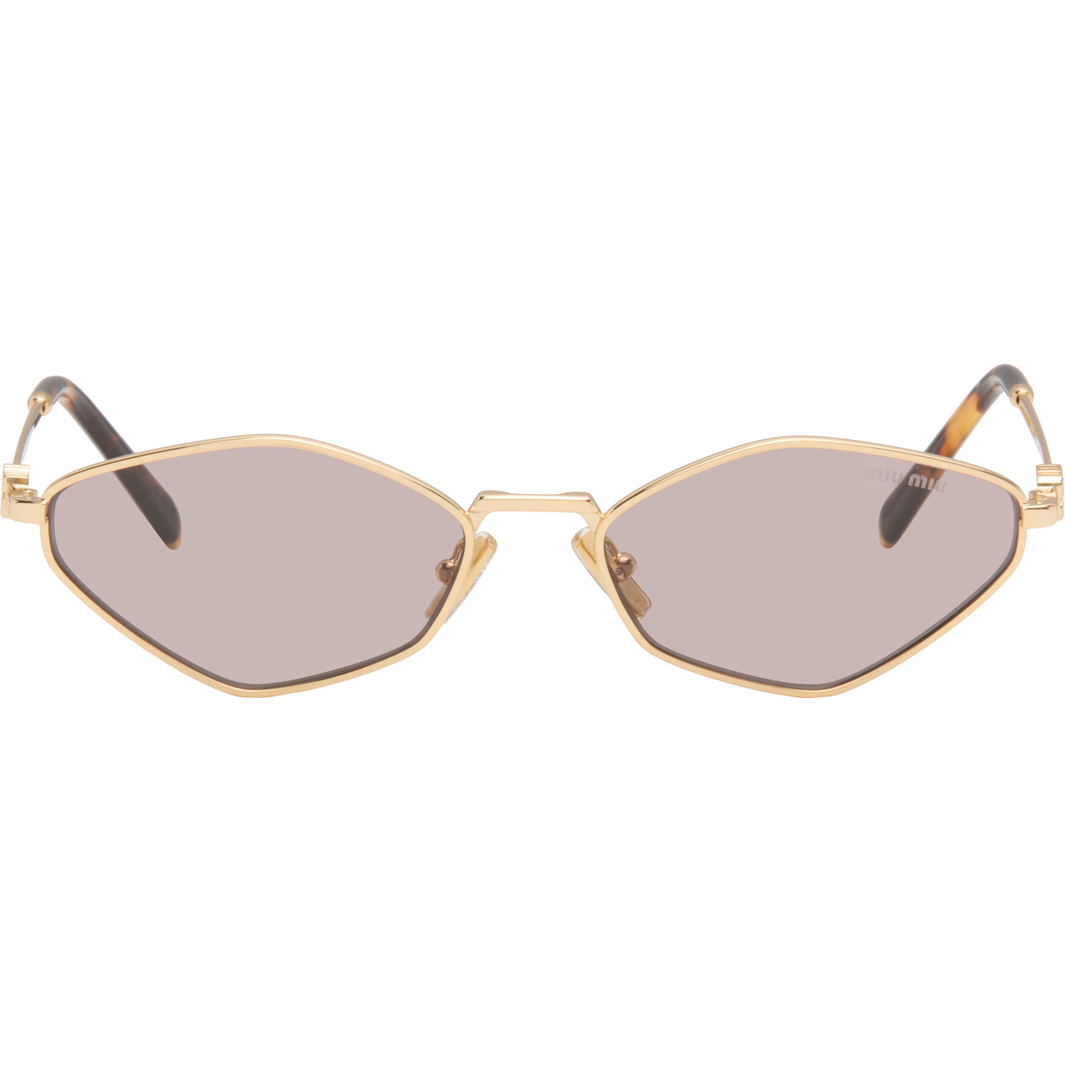 Miu Miu Eyewear Gold 'Miu Miu Logo' Sunglasses
