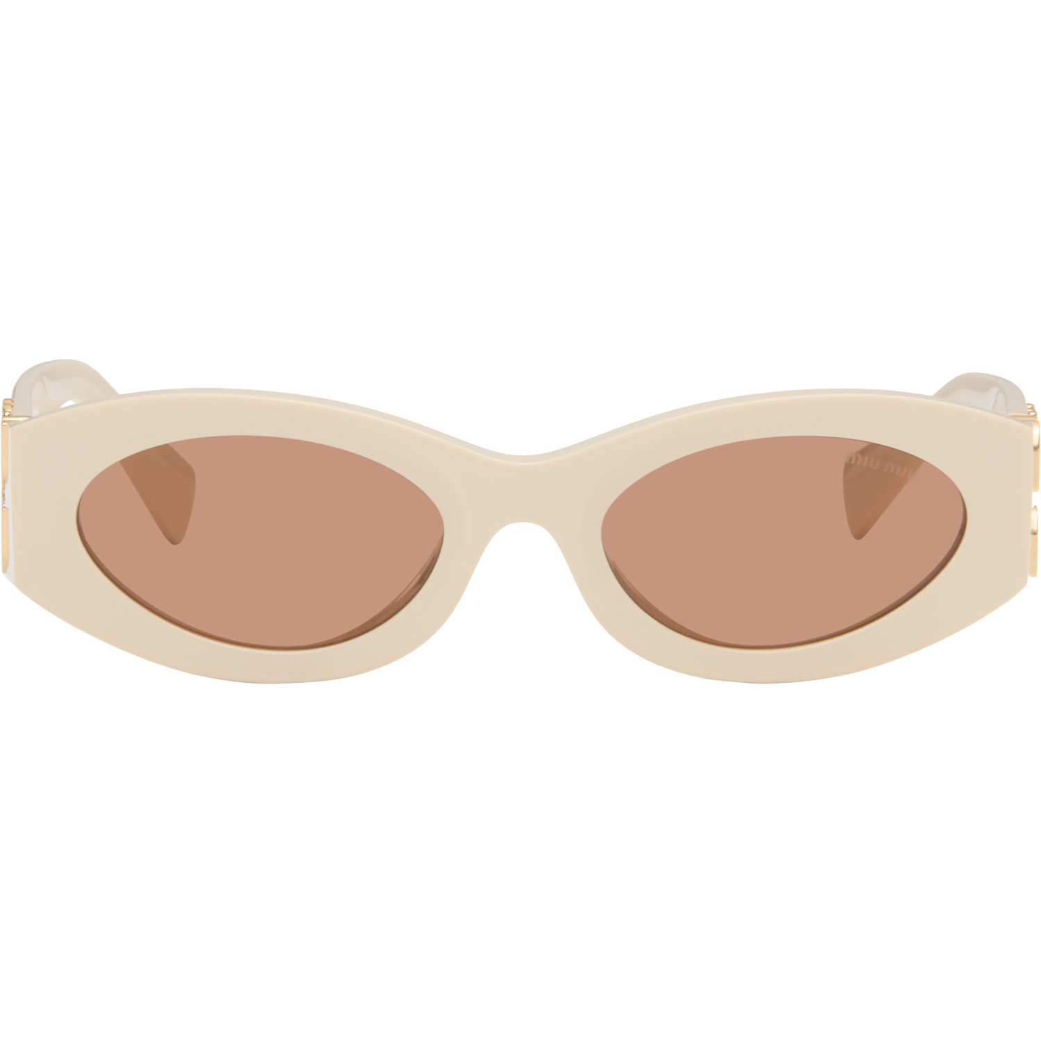 Miu Miu Off-white Retro Oval Sunglasses