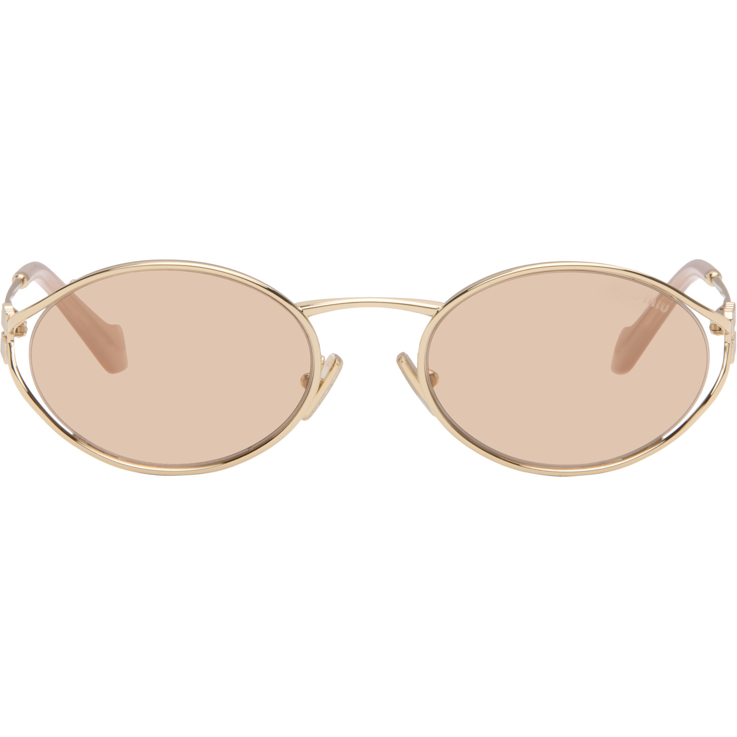 Miu Miu Eyewear Gold 'Miu Miu Logo' Sunglasses