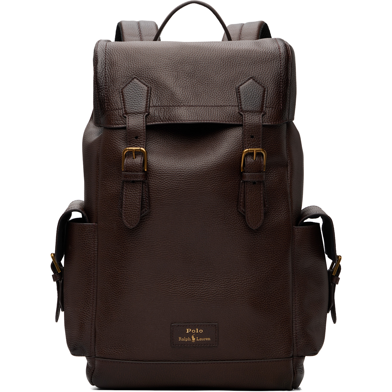 Polo Ralph Lauren Brown Pebbled Leather Backpack