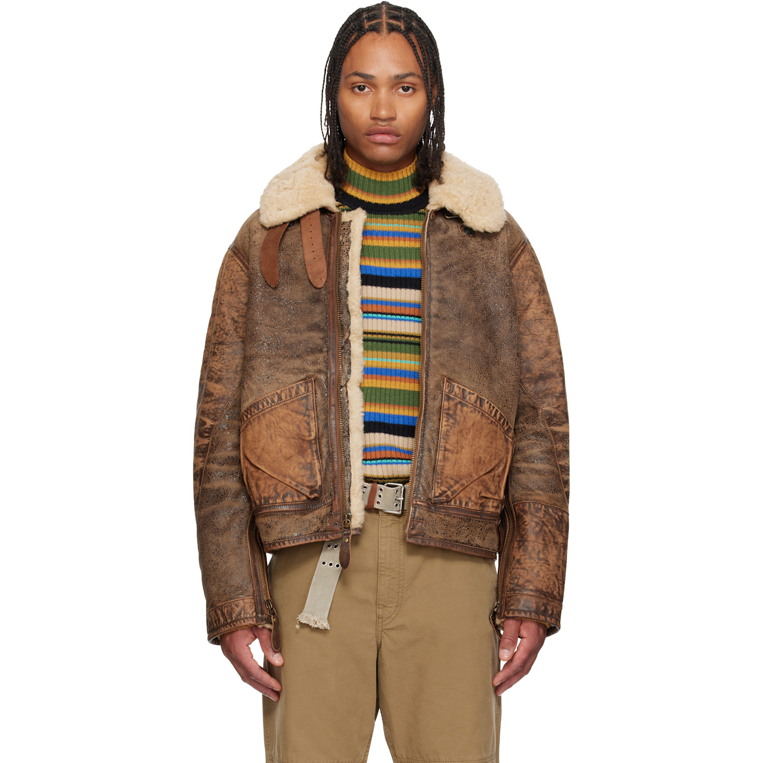 Polo Ralph Lauren Brown Shearling Bomber Jacket