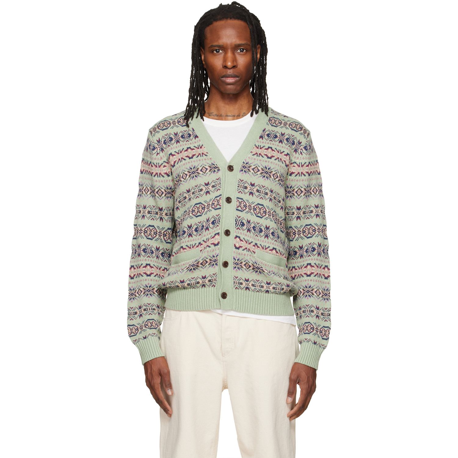 Polo Ralph Lauren Green Cotton Linen Blend Long Sleeve Cardigan