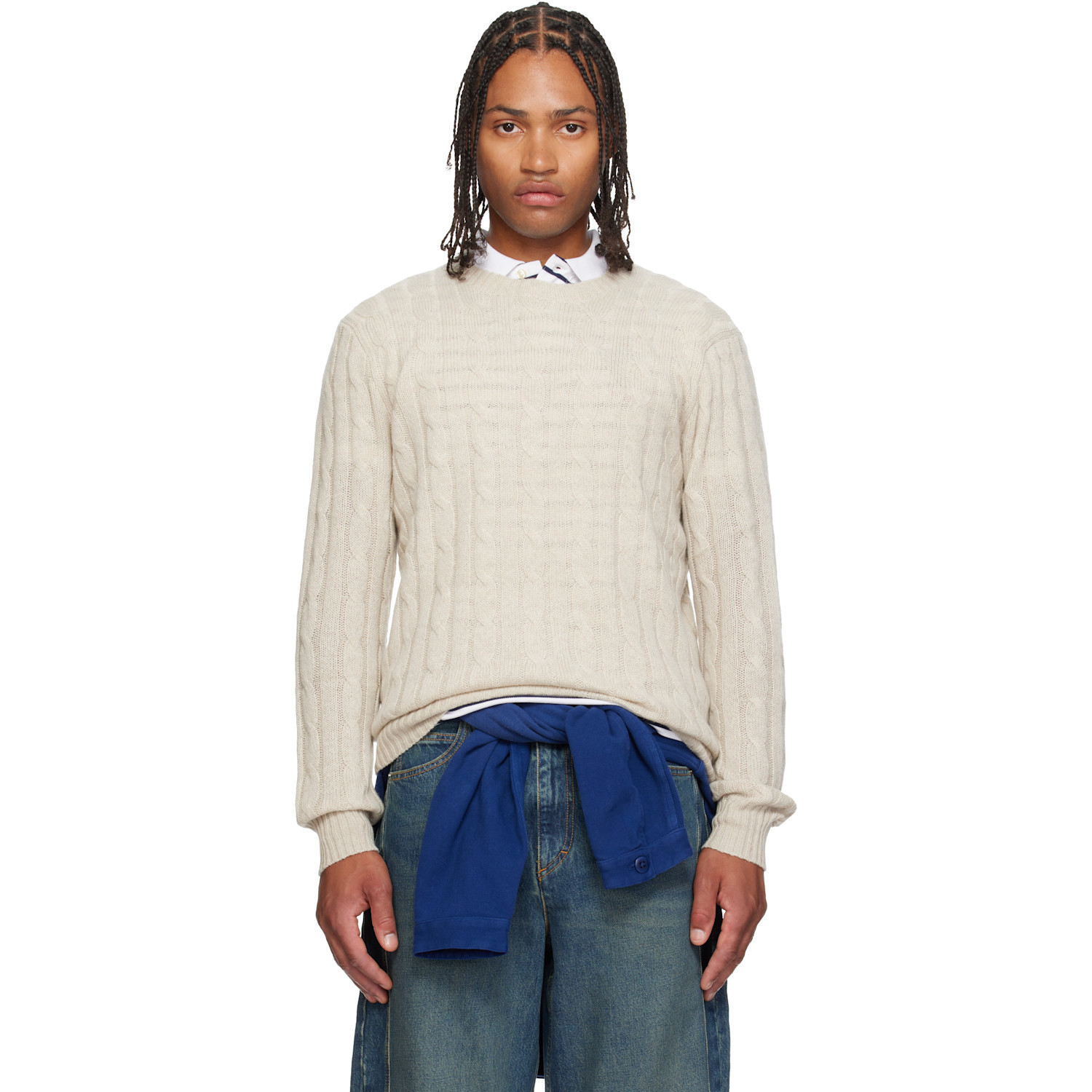Polo Ralph Lauren Beige 'The Iconic Cable-Knit' Cashmere Sweater